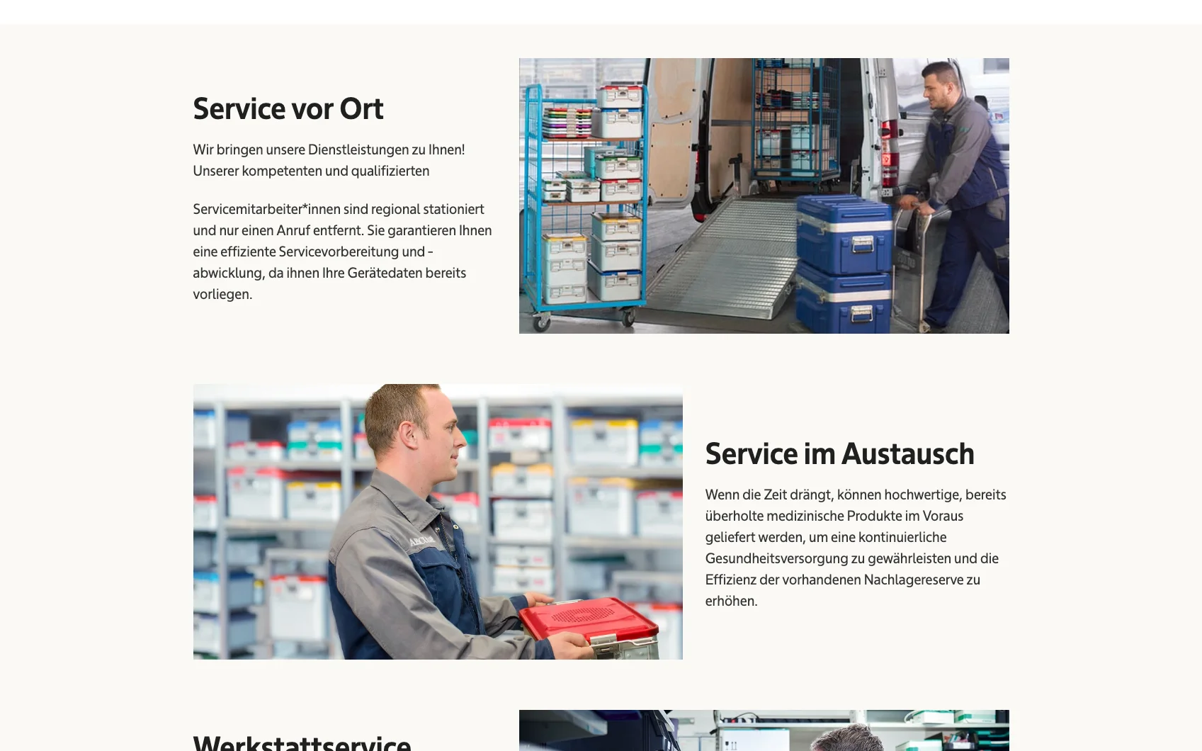 Screenshot-Beleg: B. Braun — Kriterium 6.5 Service- / Wartungs-Bereich