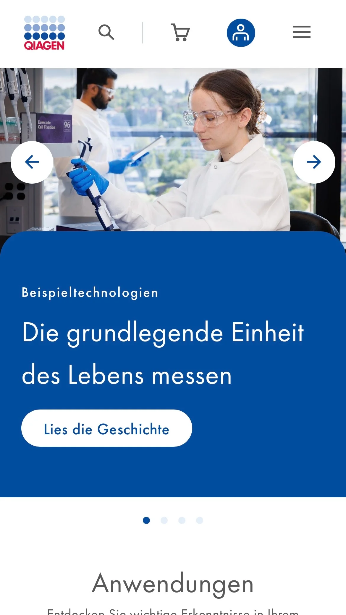 Screenshot-Beleg: QIAGEN — Kriterium 7.5 Mobile Bedienbarkeit