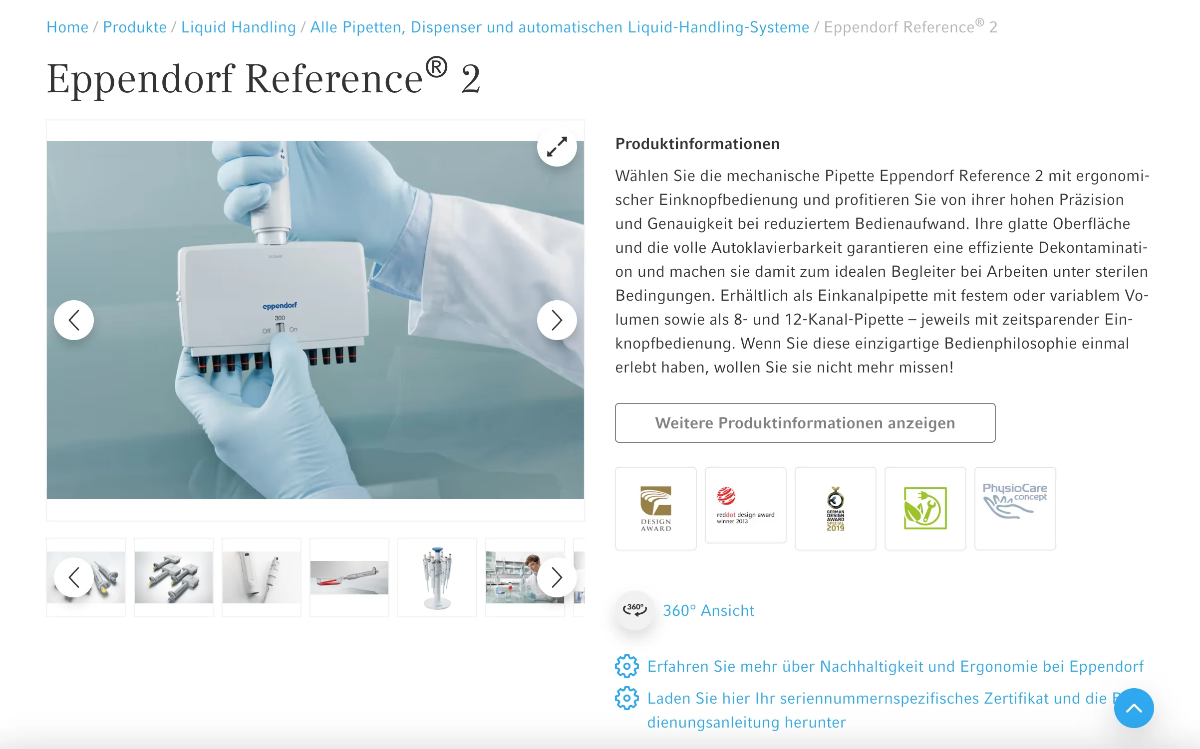 Screenshot-Beleg: Eppendorf — Kriterium 4.1 Mehrere Bilder + Zoom (360°)