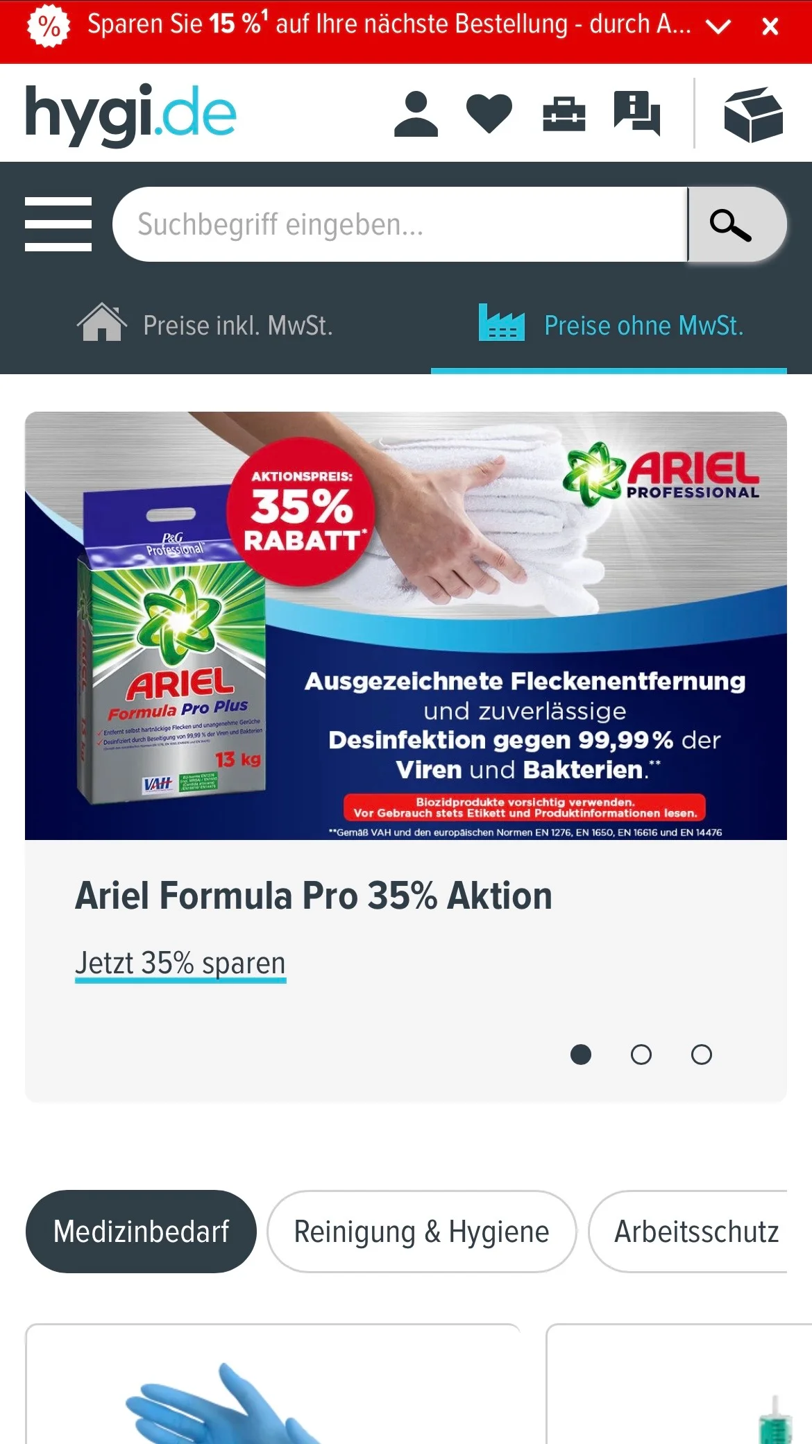 Beleg zu Kriterium 7.5: hygi.de