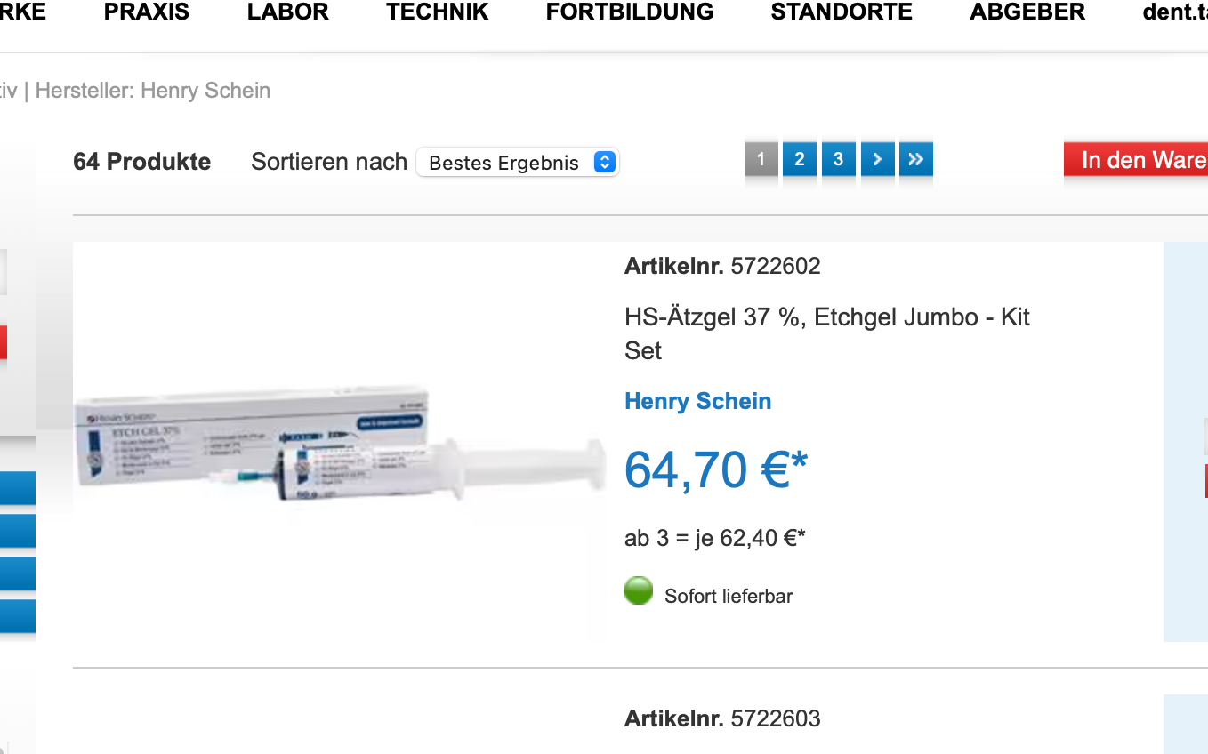 Screenshot-Beleg: Henry Schein Dental — Kriterium 1.3 Staffelpreise / Mengenrabatte