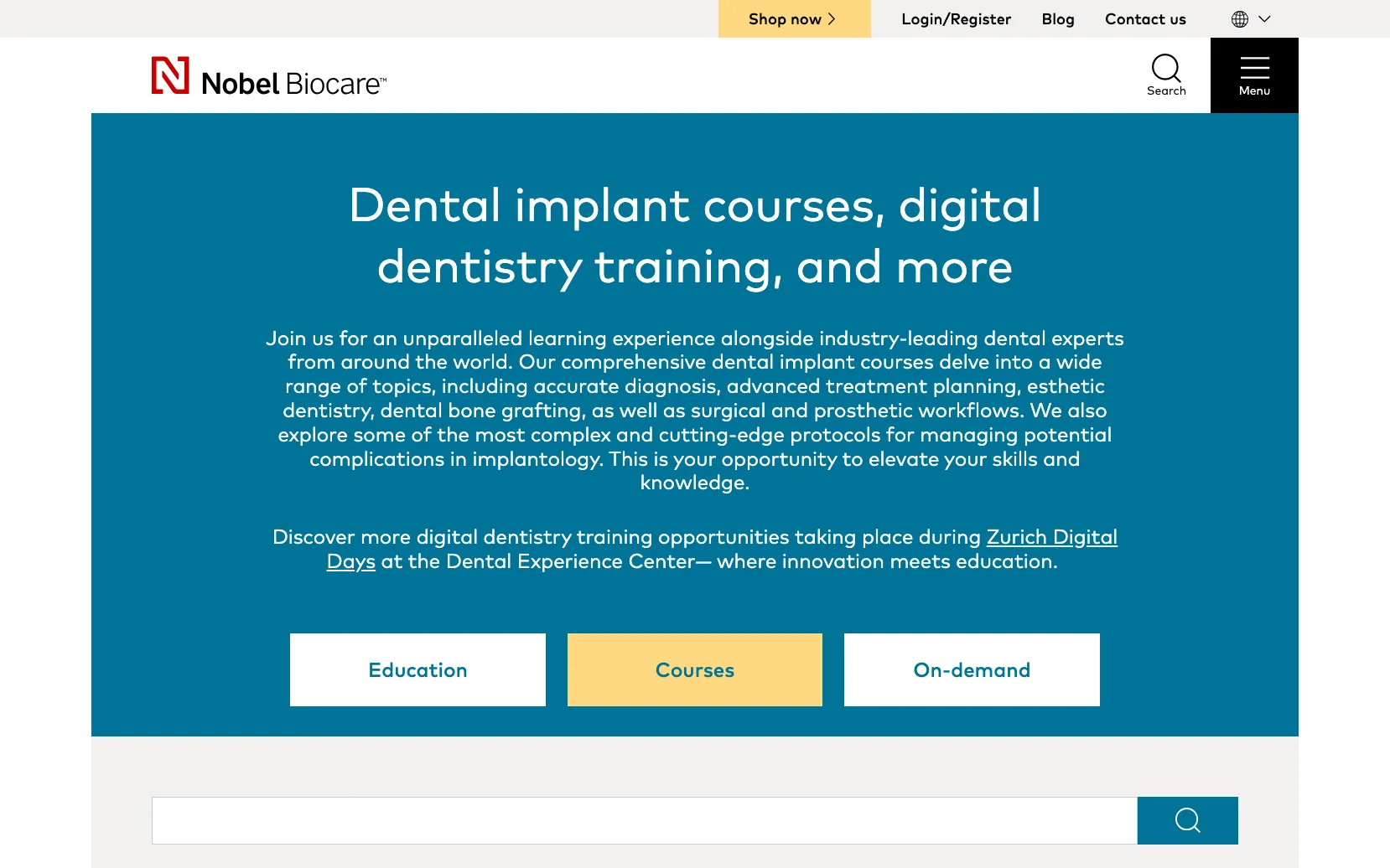 Screenshot-Beleg: Nobel Biocare — Kriterium 6.4 Schulungs- / Education-Hub