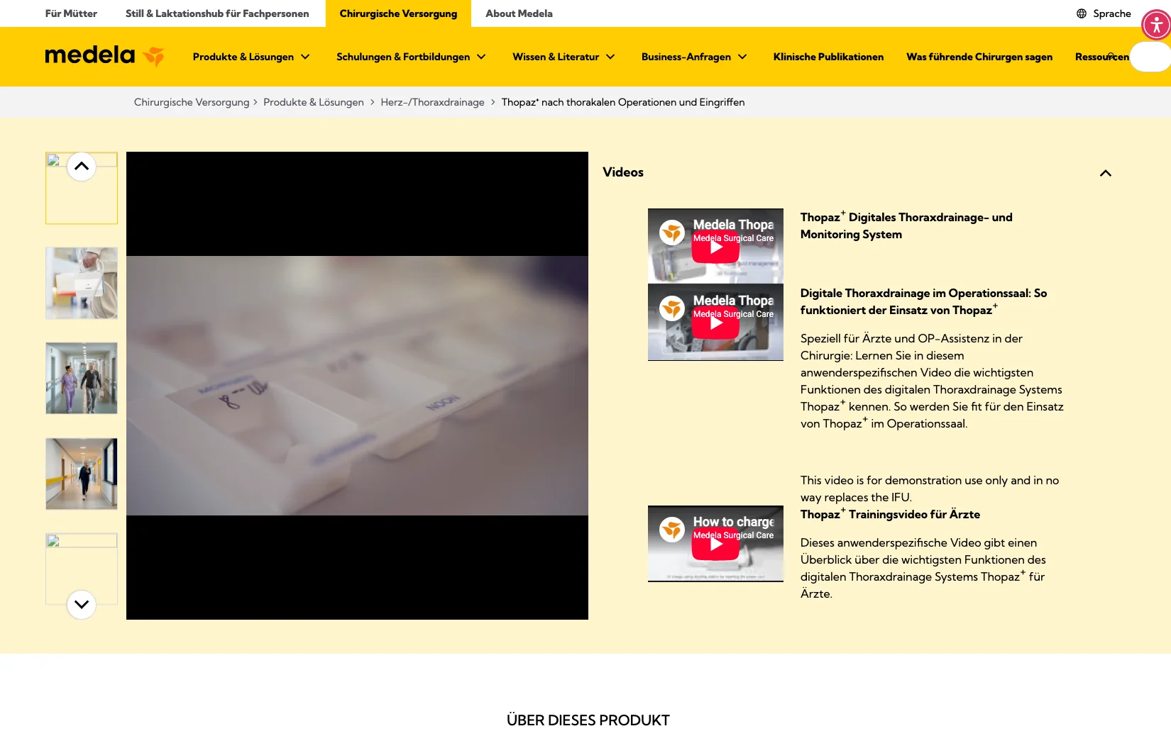 Screenshot-Beleg: Medela — Kriterium 4.6 Anwendungs-/Demo-Video auf der Produktseite