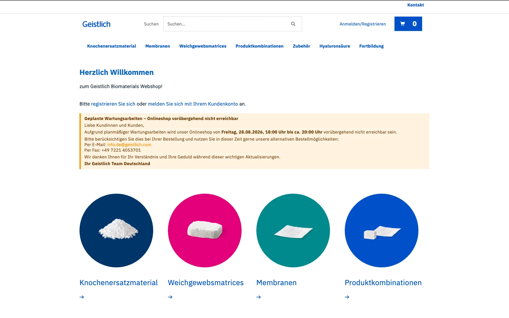 Screenshot-Beleg: Geistlich — Kriterium 1.4 Design & Gesamteindruck
