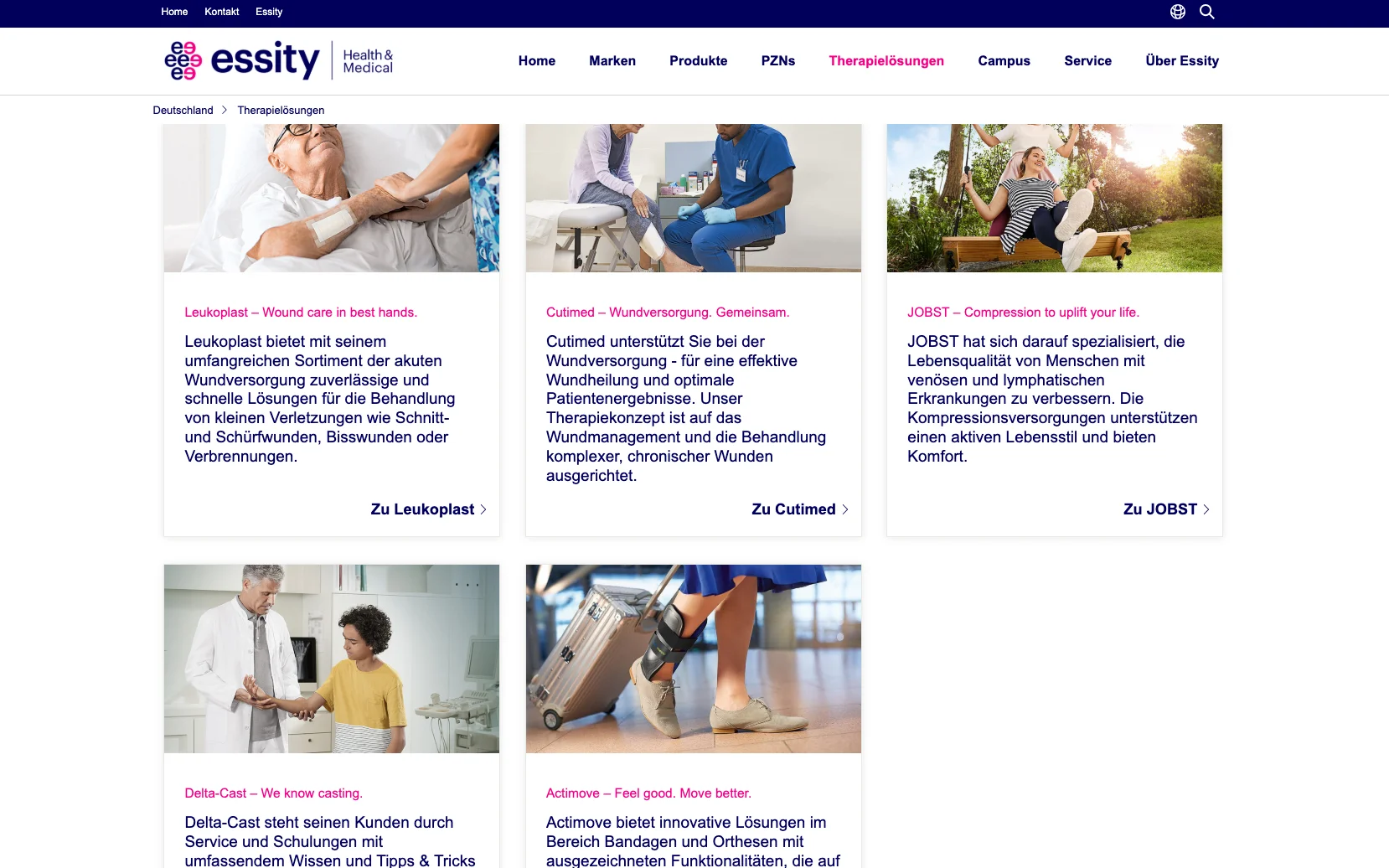 Screenshot-Beleg: Medical Essity — Kriterium 2.5 Einstieg über Anwendung