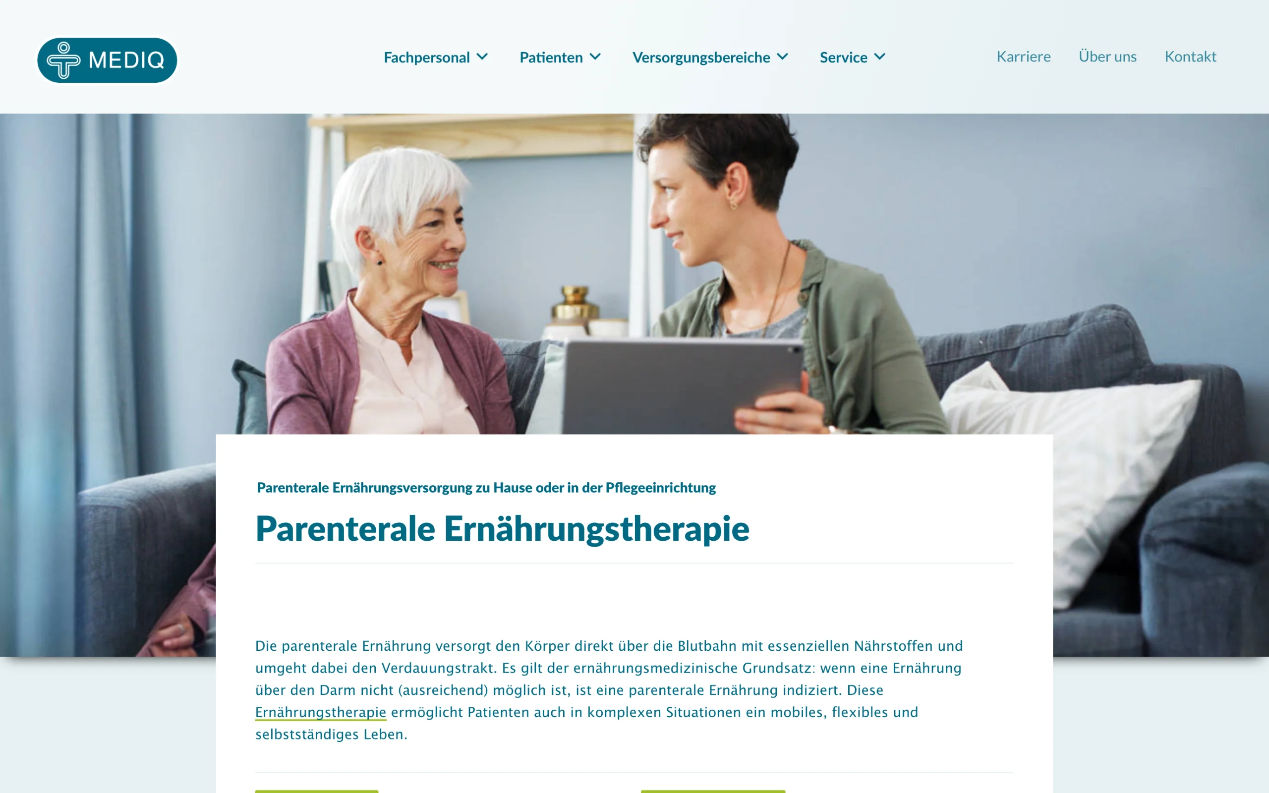 Screenshot-Beleg: Mediq Deutschland — Kriterium 6.7 Content-/Ratgeber-Bereich