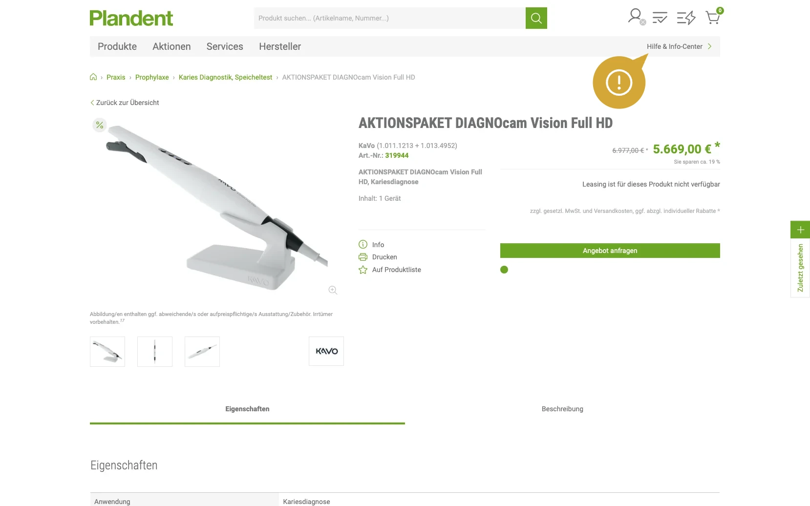 Screenshot-Beleg: Plandent — Kriterium 6.1 Kontaktmöglichkeiten präsent