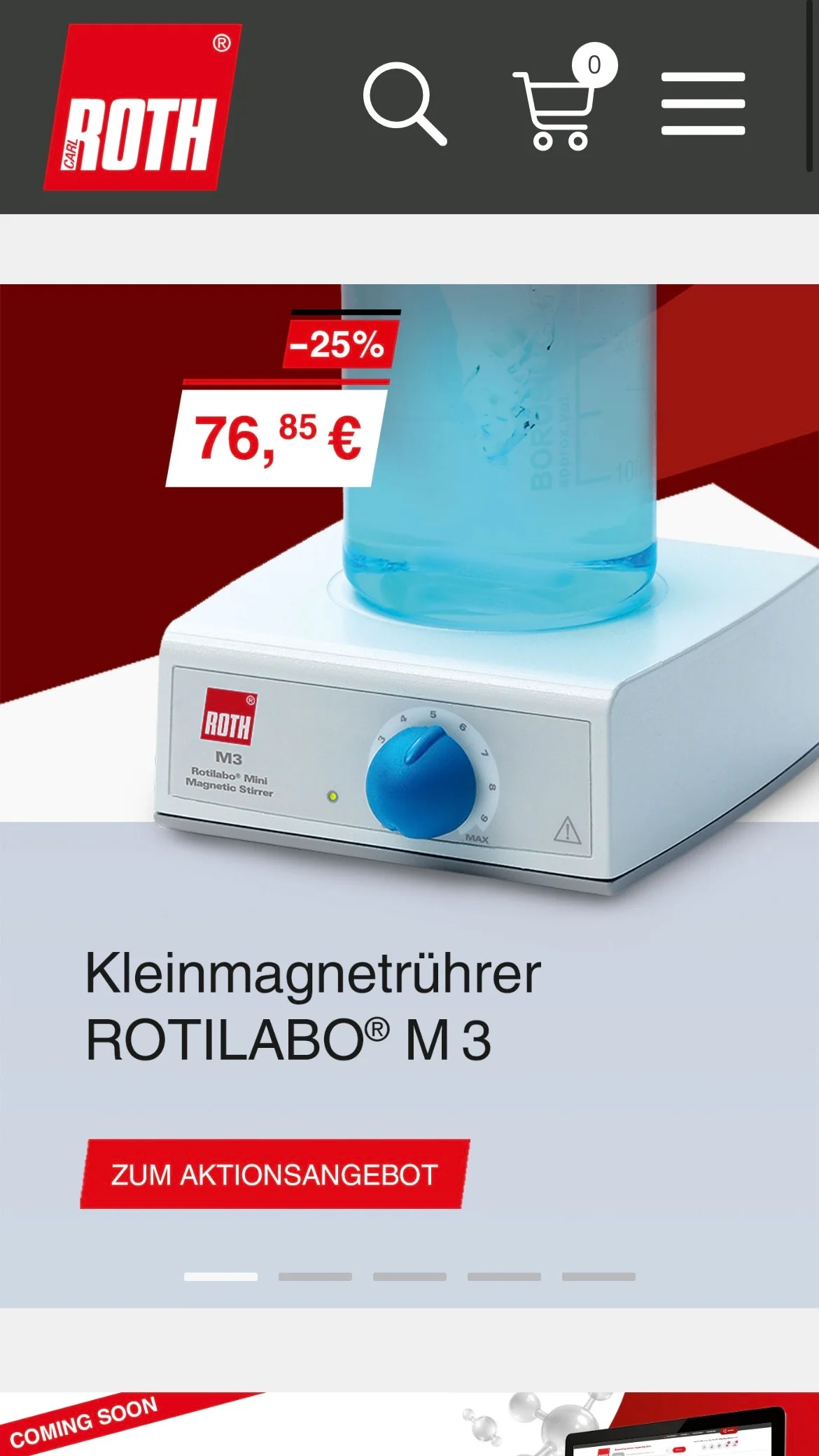 Screenshot-Beleg: Carl Roth — Kriterium 7.5 Mobile Bedienbarkeit