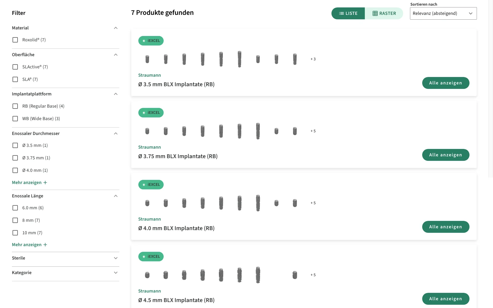 Screenshot-Beleg: Straumann Group — Kriterium 1.1 Öffentlicher Katalog-Zugang