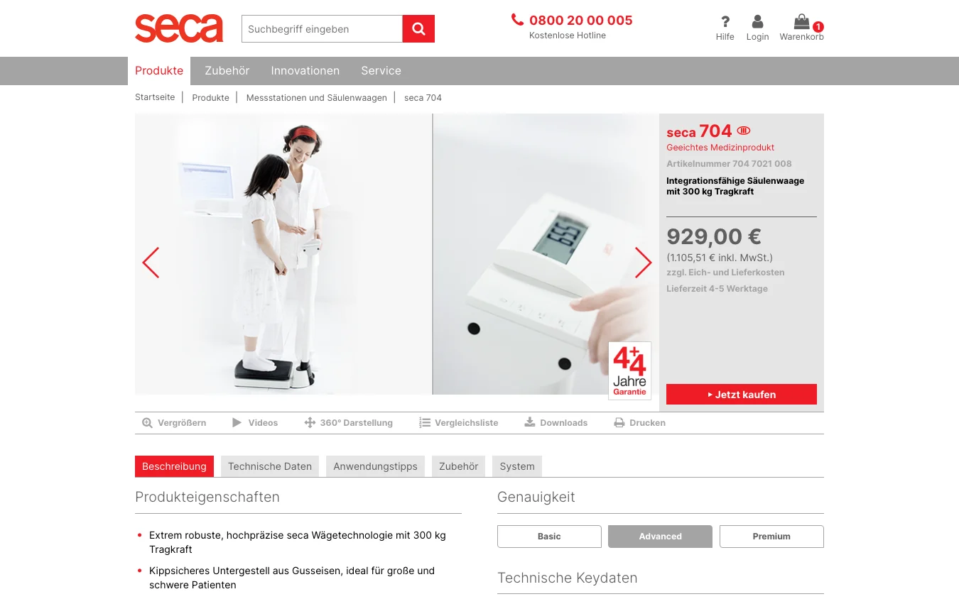 Screenshot-Beleg: SECA — Kriterium 4.1 Mehrere Bilder + Zoom (360°)