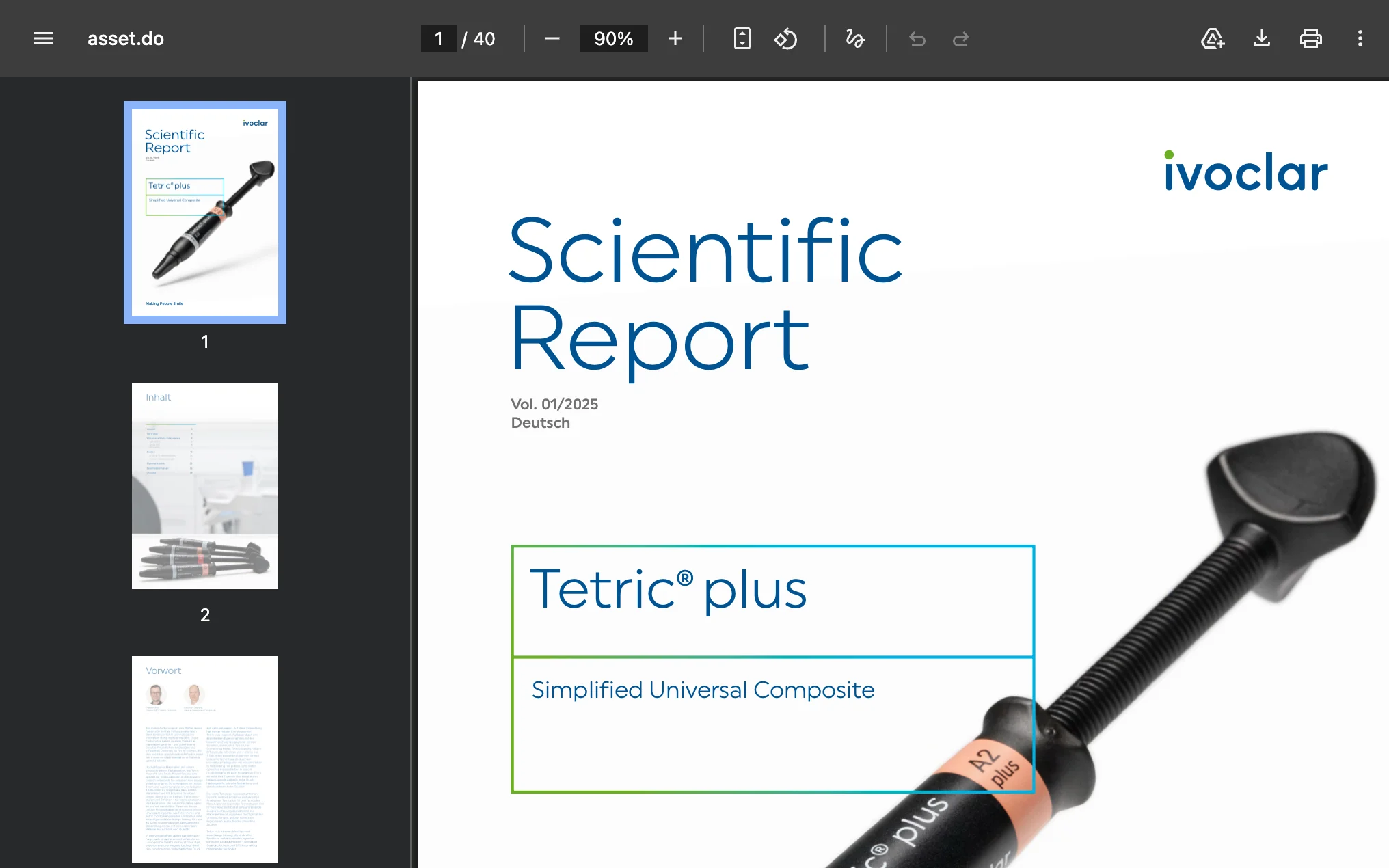 Screenshot-Beleg: Ivoclar Vivadent — Kriterium 4.5 Klinische Studien / Evidenz