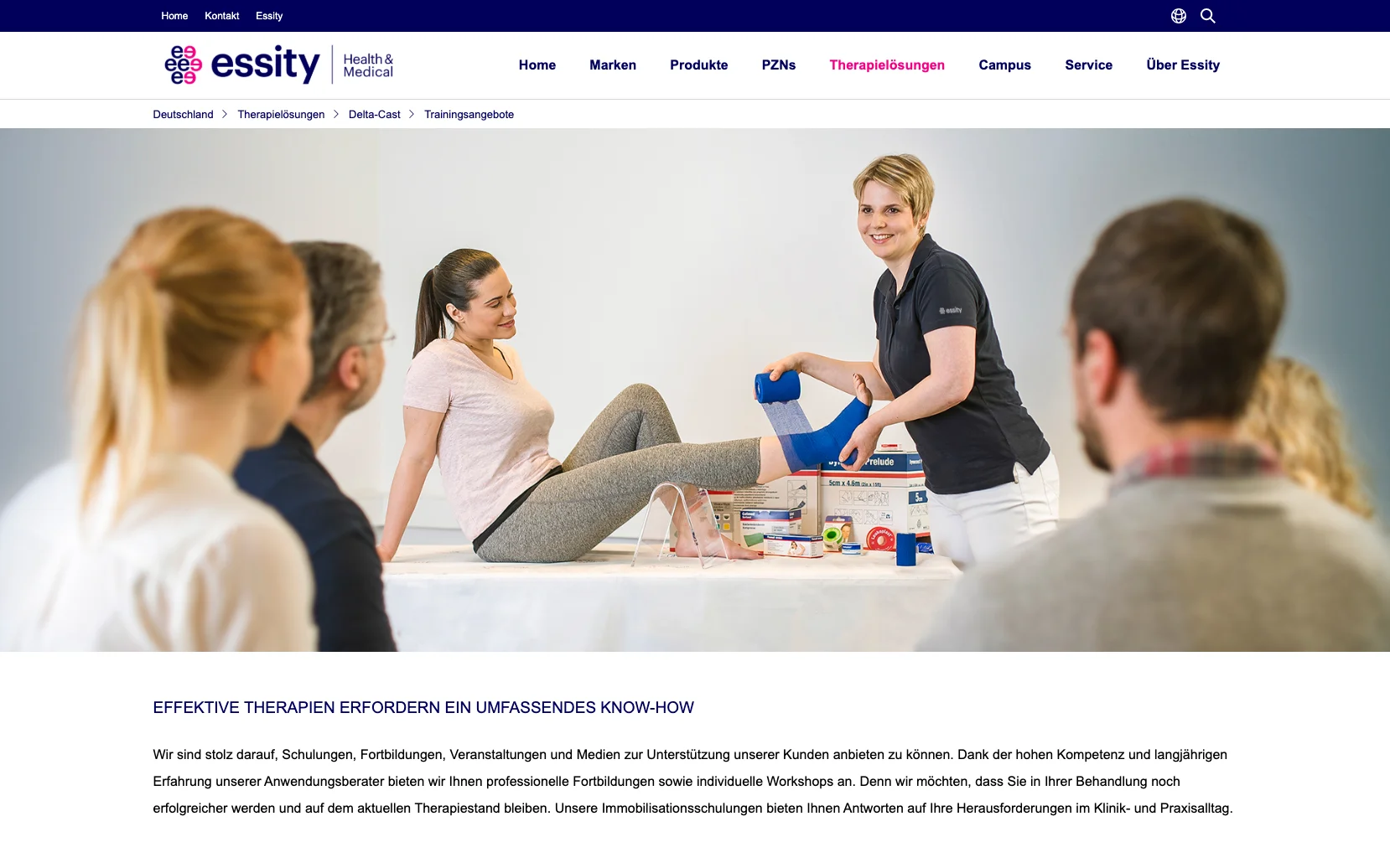 Screenshot-Beleg: Medical Essity — Kriterium 6.4 Schulungs- / Education-Hub
