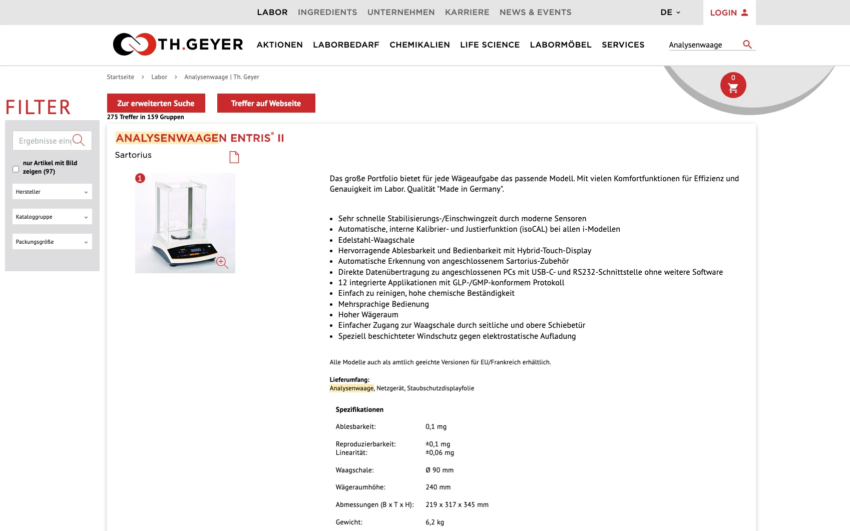 Screenshot-Beleg: Th. Geyer — Kriterium 4.3 Strukturierte Produktinformation