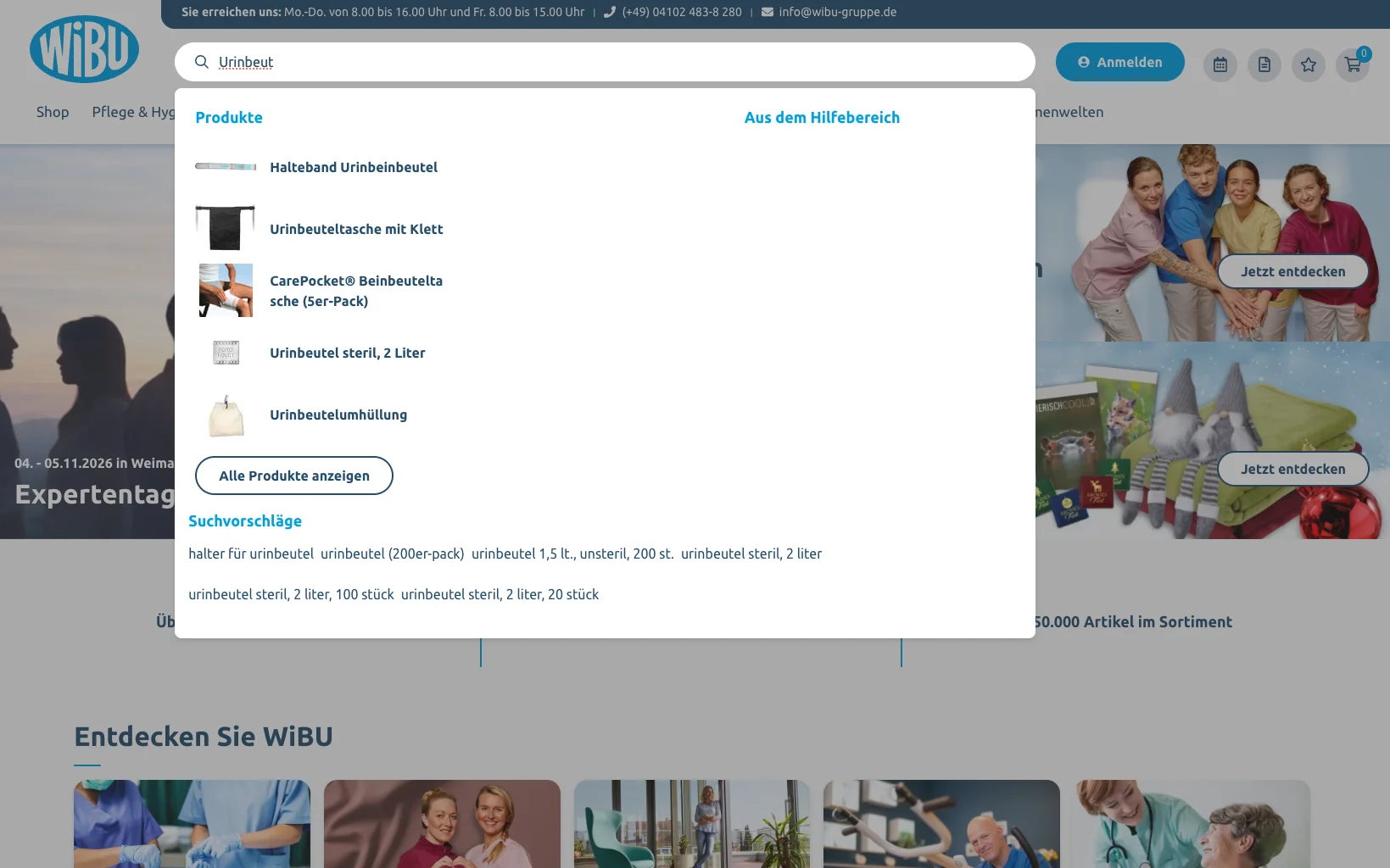 Screenshot-Beleg: WiBU PflegePlus — Kriterium 2.3 Suchvorschläge während der Eingabe