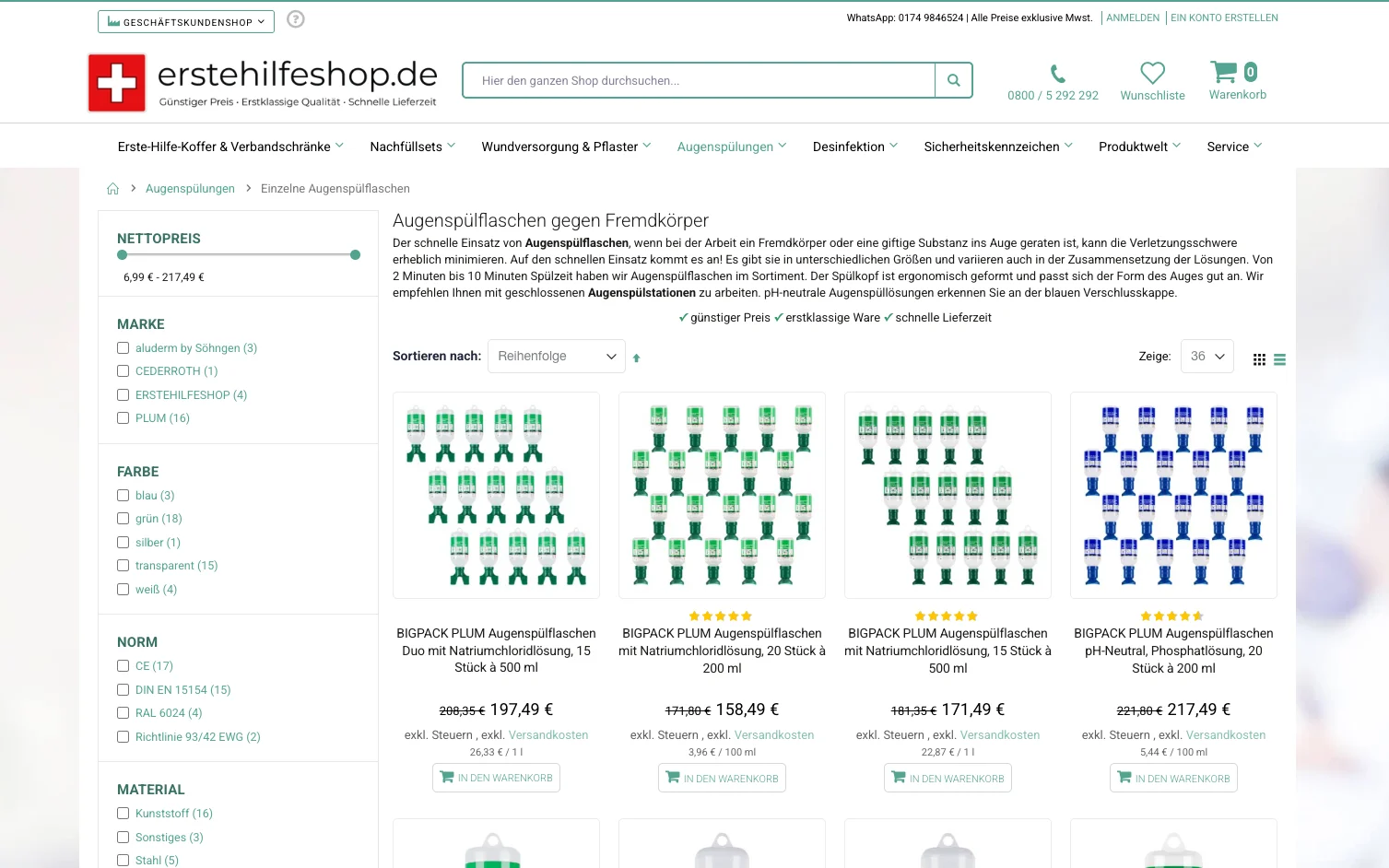 Screenshot-Beleg: erstehilfeshop.de — Kriterium 1.2 Grundpreis / €-pro-Einheit