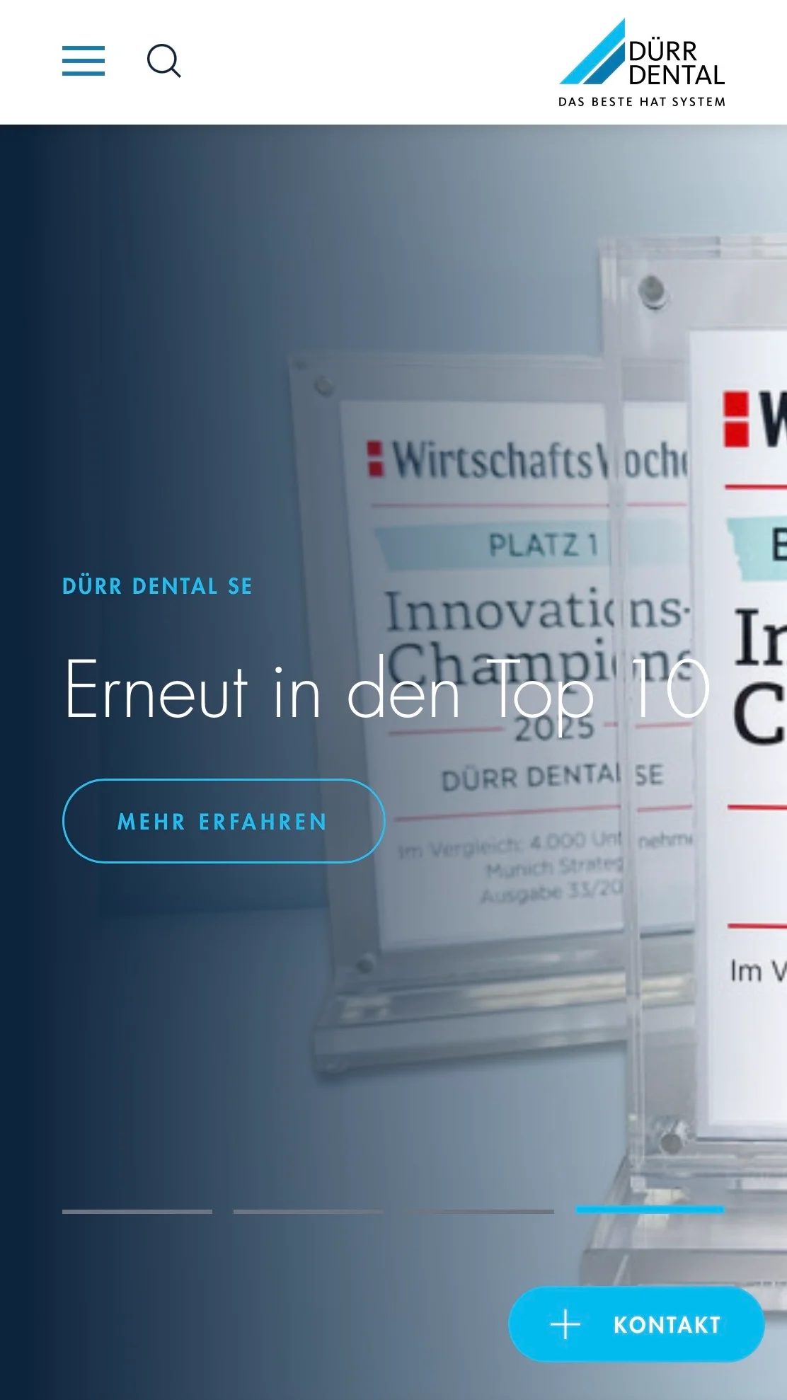 Screenshot-Beleg: Dürr Dental — Kriterium 7.5 Mobile Bedienbarkeit