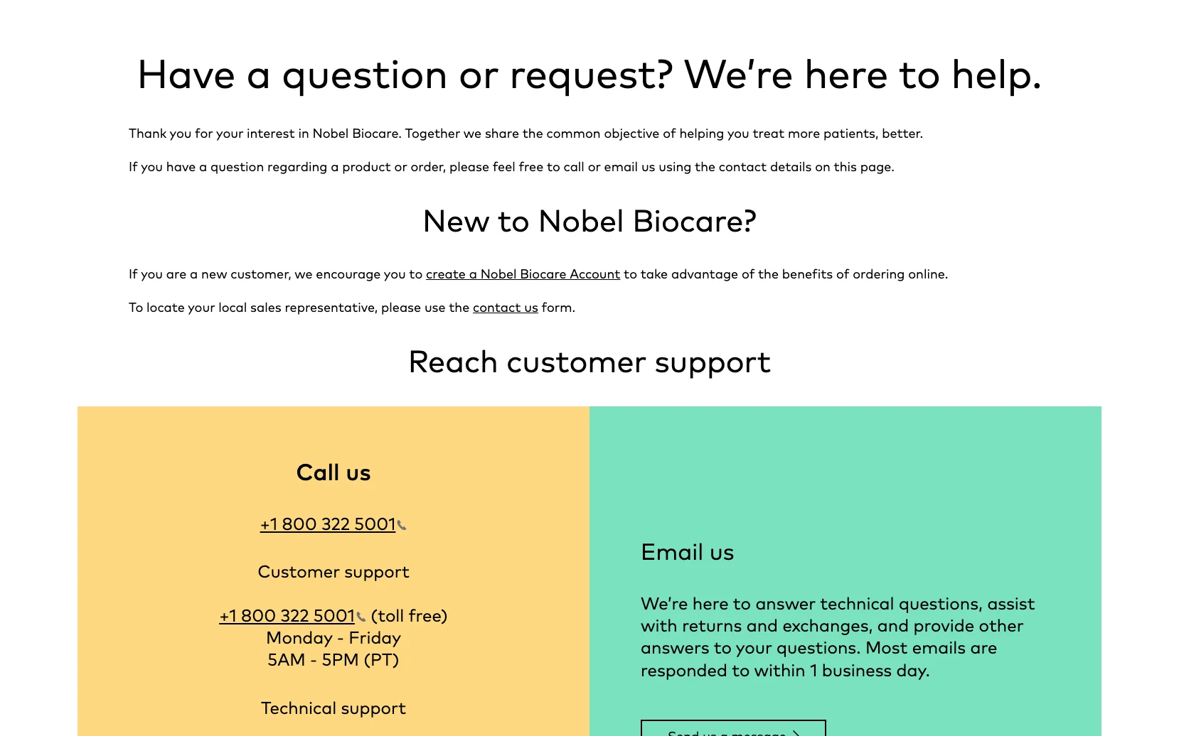 Screenshot-Beleg: Nobel Biocare — Kriterium 6.5 Service- / Wartungs-Bereich