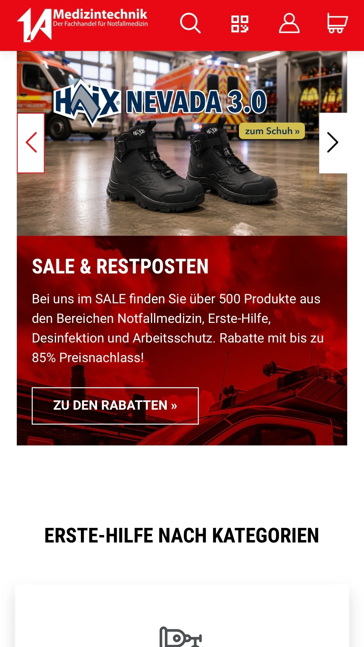 Screenshot-Beleg: 1a-medizintechnik — Kriterium 7.5 Mobile Bedienbarkeit