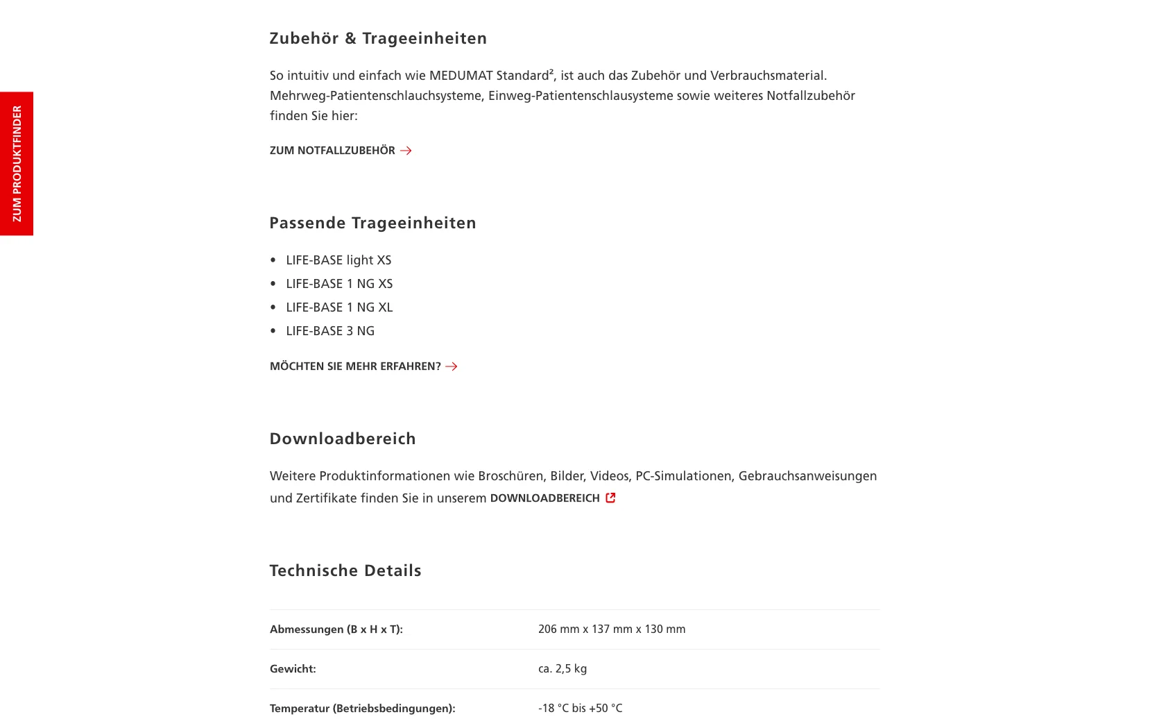 Screenshot-Beleg: Weinmann Emergency — Kriterium 4.9 Passende Produkte & Zubehör