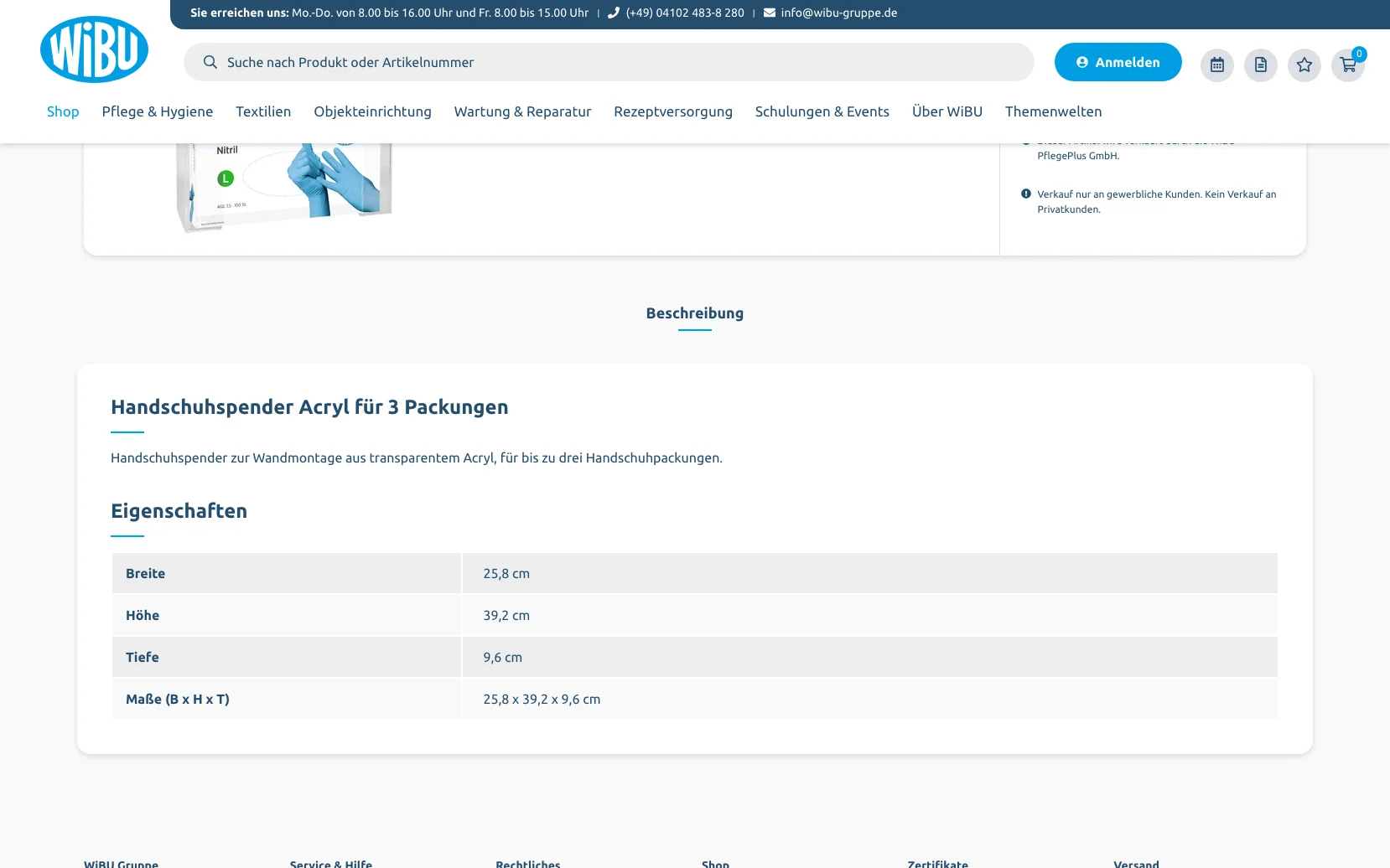 Screenshot-Beleg: WiBU PflegePlus — Kriterium 4.3 Strukturierte Produktinformation