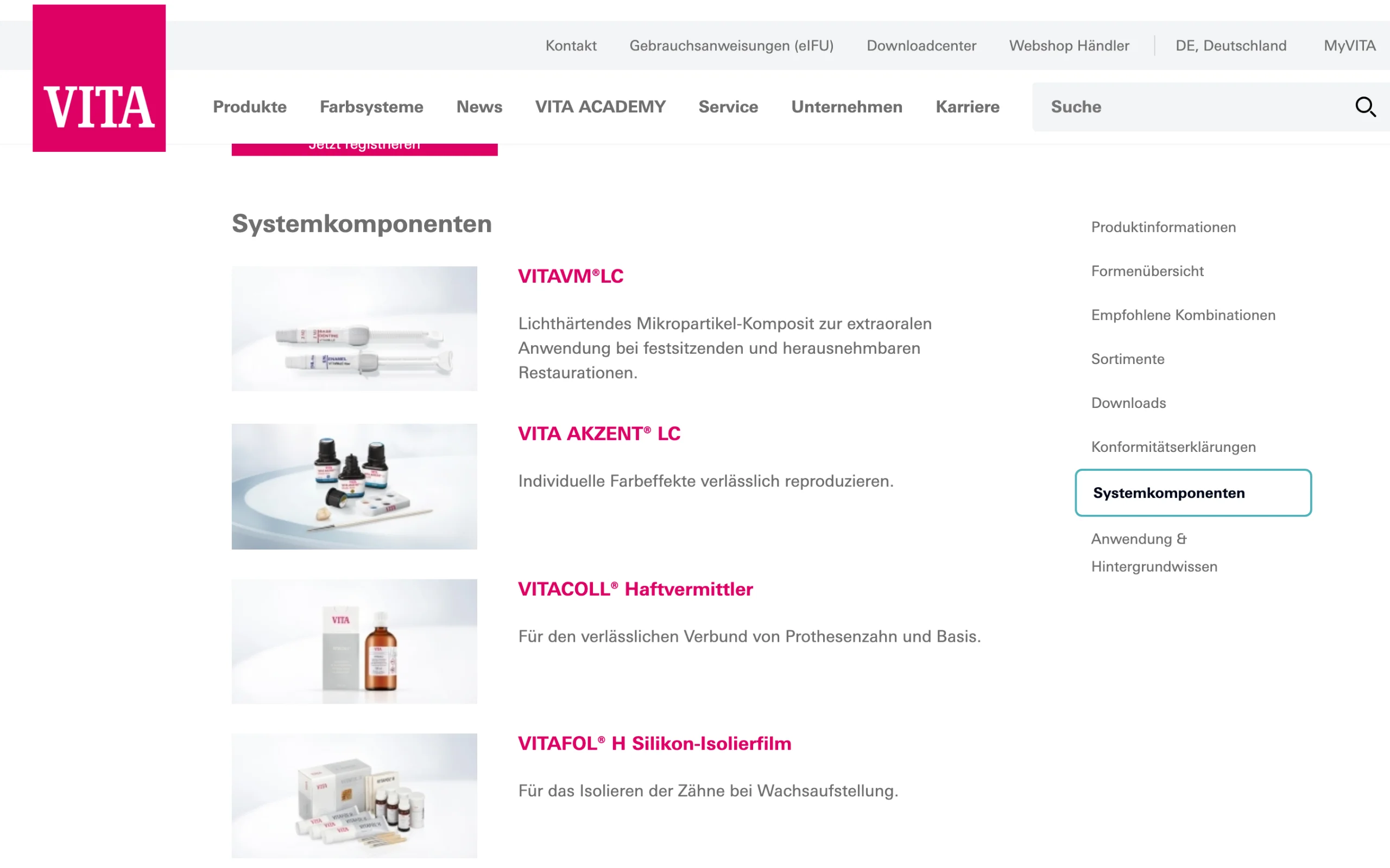 Screenshot-Beleg: VITA Zahnfabrik — Kriterium 4.9 Passende Produkte & Zubehör