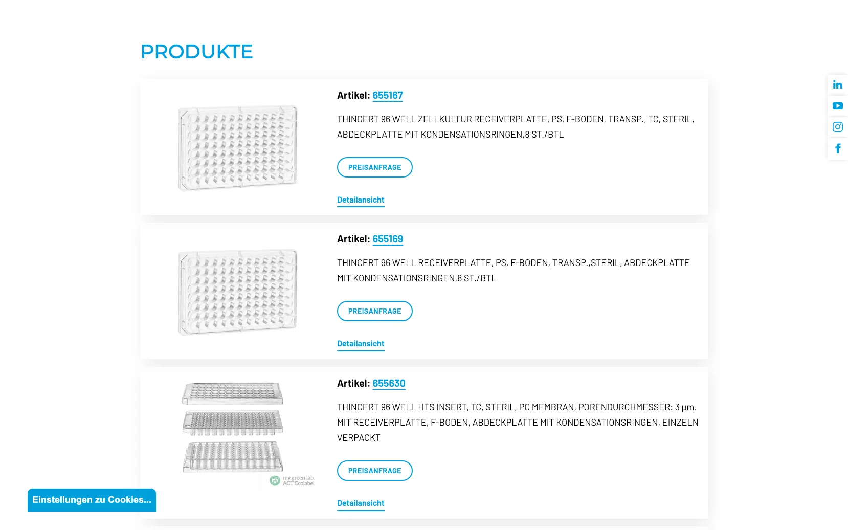 Screenshot-Beleg: Greiner Bio-One — Kriterium 1.1 Öffentlicher Katalog-Zugang