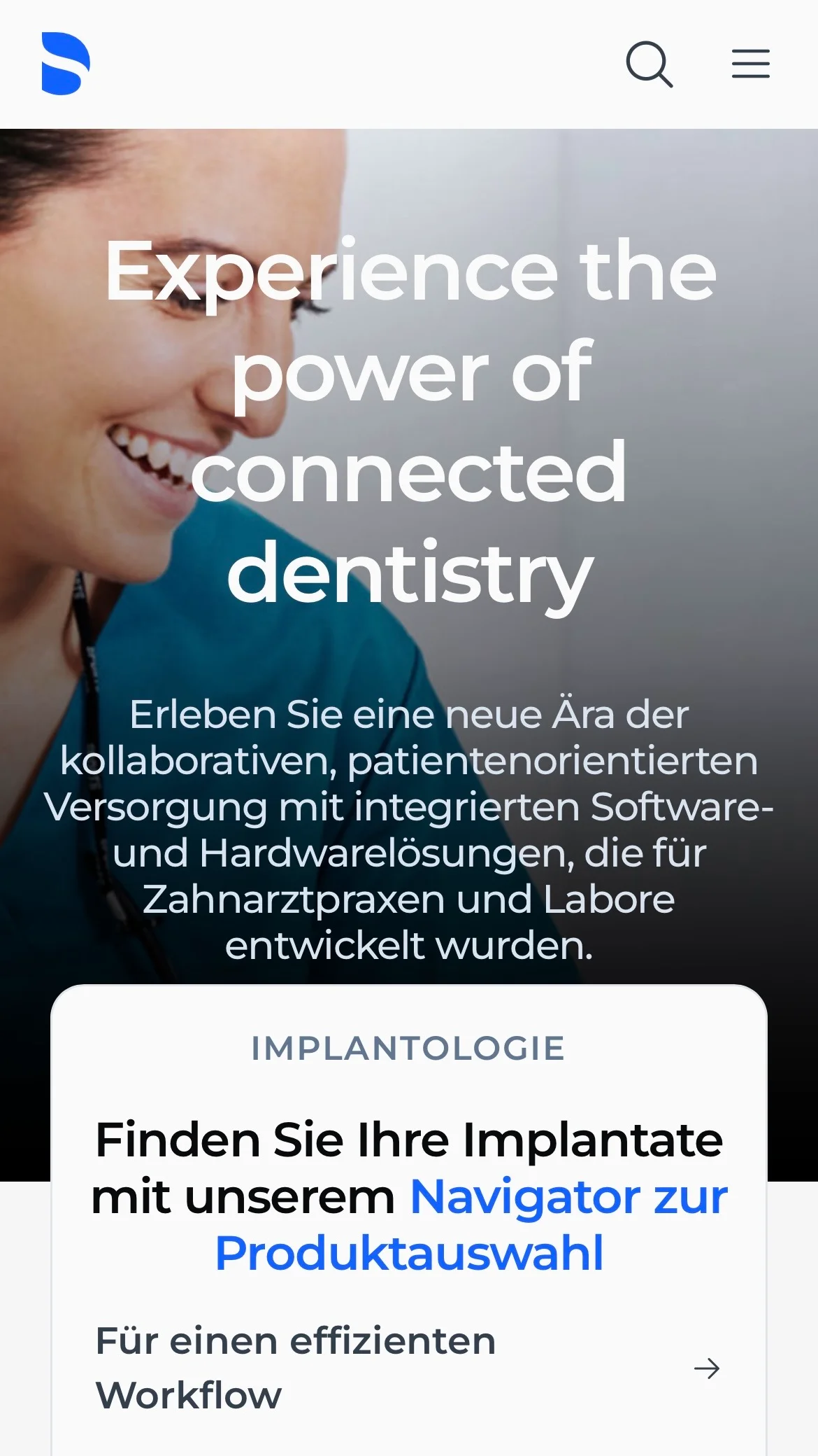Screenshot-Beleg: Dentsply Sirona — Kriterium 7.5 Mobile Bedienbarkeit