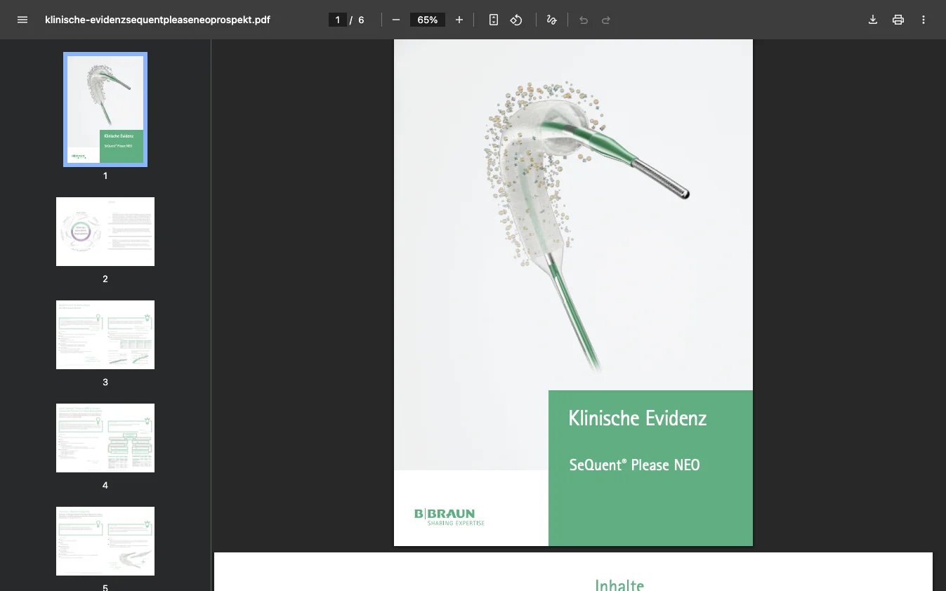 Screenshot-Beleg: B. Braun — Kriterium 4.5 Klinische Studien / Evidenz