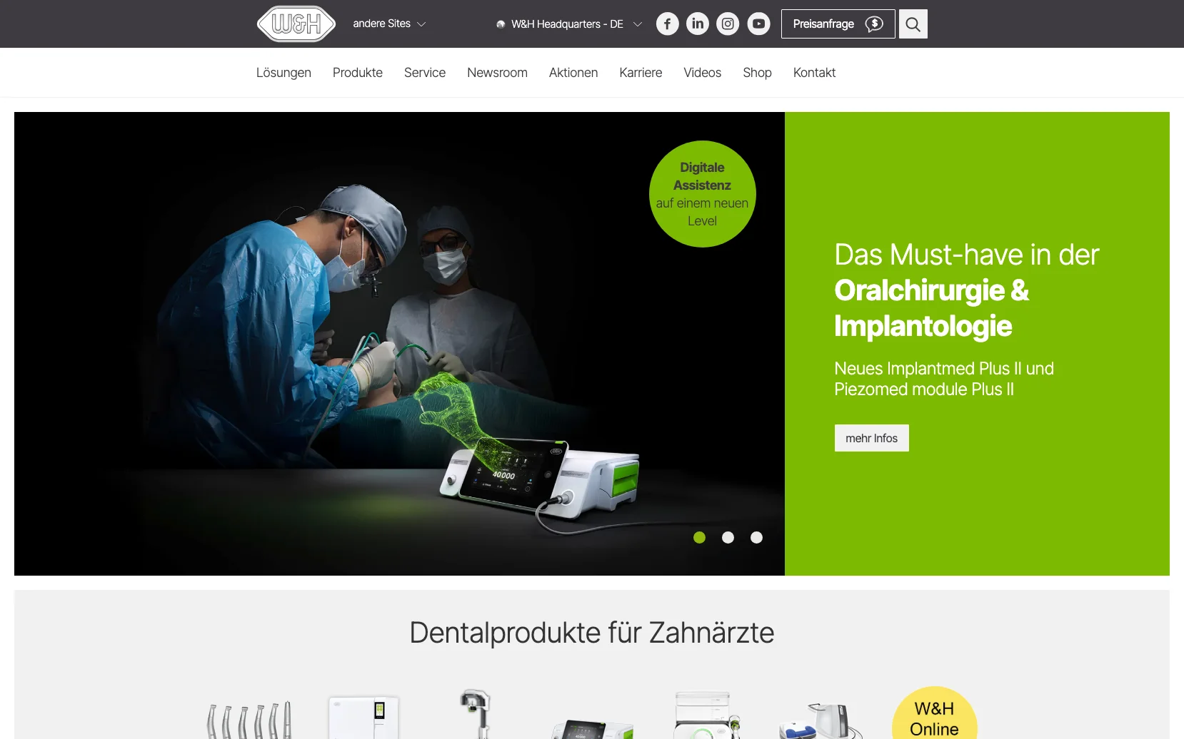 Screenshot-Beleg: W&H Dentalwerk — Kriterium 1.4 Design & Gesamteindruck