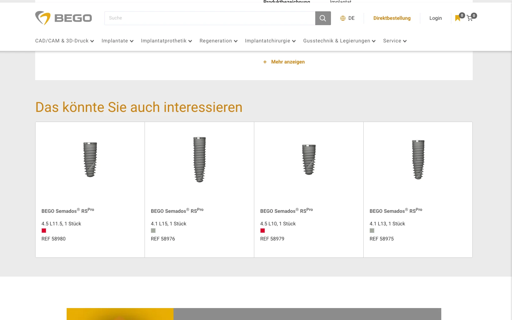 Screenshot-Beleg: BEGO — Kriterium 4.9 Passende Produkte & Zubehör
