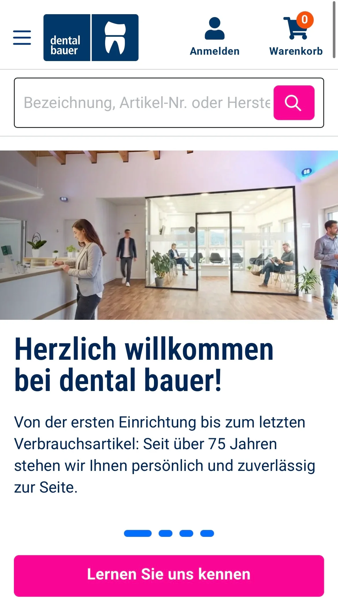 Screenshot-Beleg: Dental Bauer — Kriterium 7.5 Mobile Bedienbarkeit