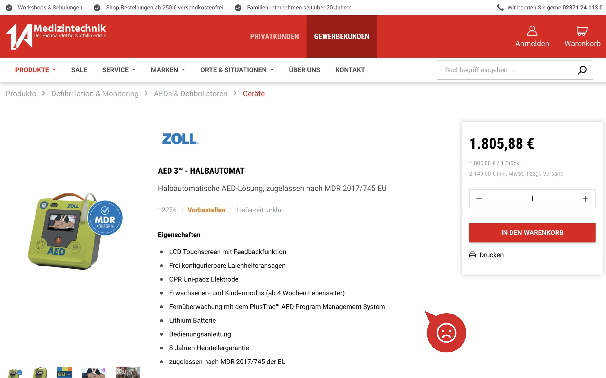 Screenshot-Beleg: 1a-medizintechnik — Kriterium 4.8 Detail-Bewertungen mit Text