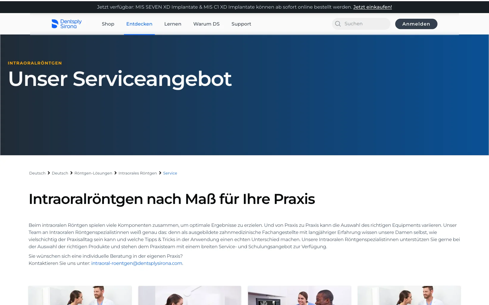 Screenshot-Beleg: Dentsply Sirona — Kriterium 6.5 Service- / Wartungs-Bereich