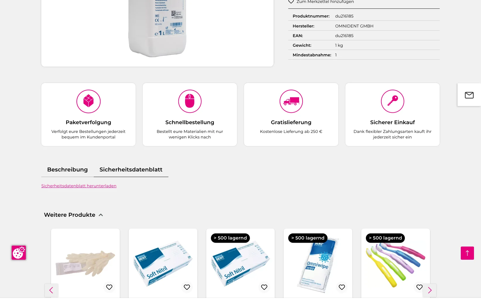 Screenshot-Beleg: Klapperzähnchen — Kriterium 4.2 Tech. Dokumente downloadbar