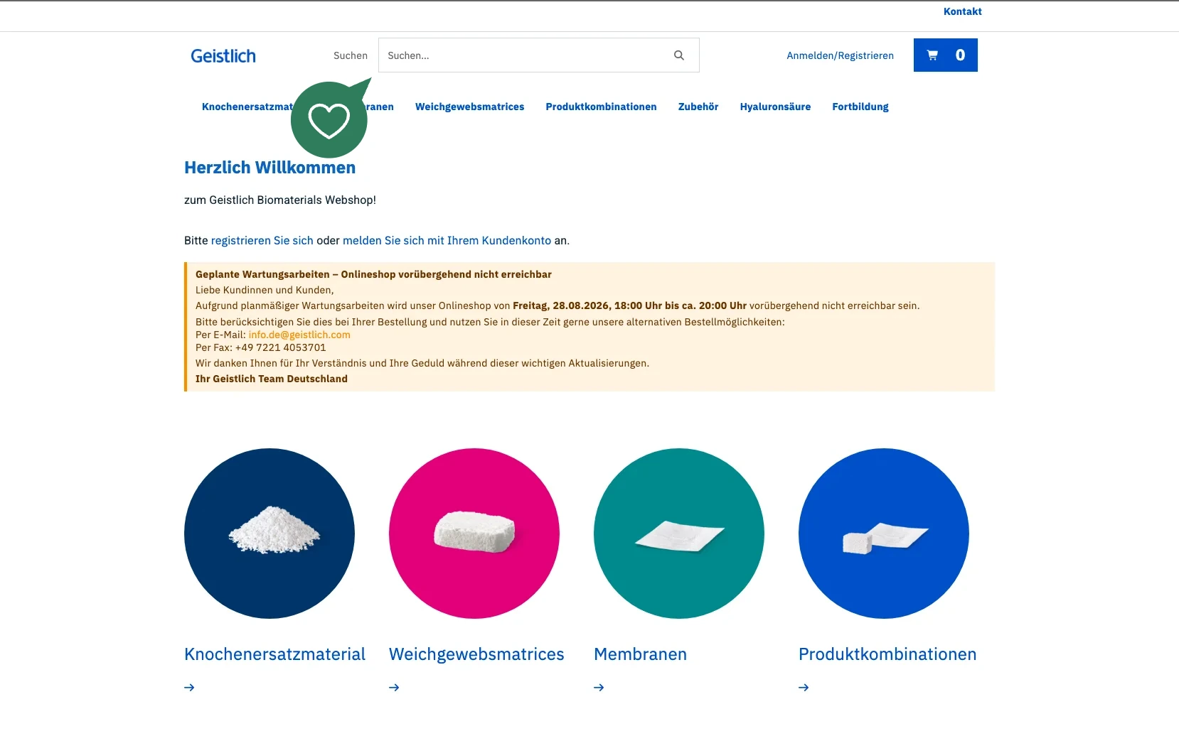Screenshot-Beleg: Geistlich — Kriterium 2.1 Suchfeld persistent in Top-Bar