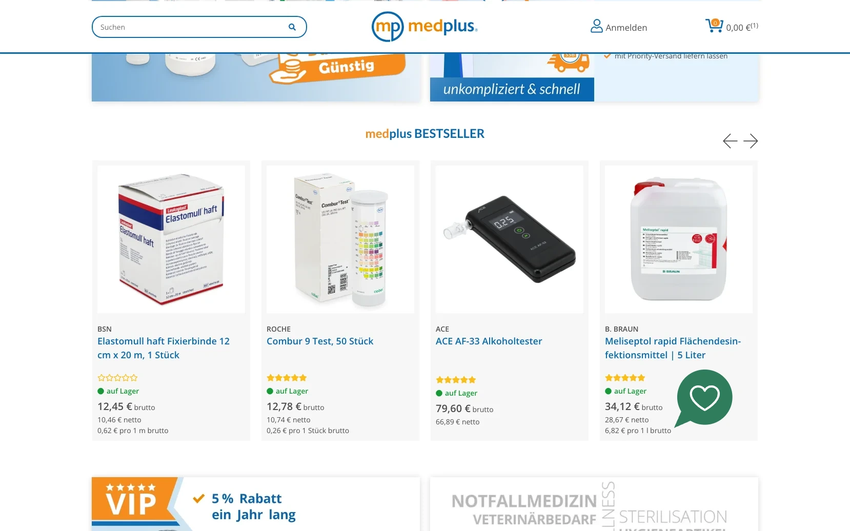 Screenshot-Beleg: medplus24 — Kriterium 1.2 Grundpreis / €-pro-Einheit