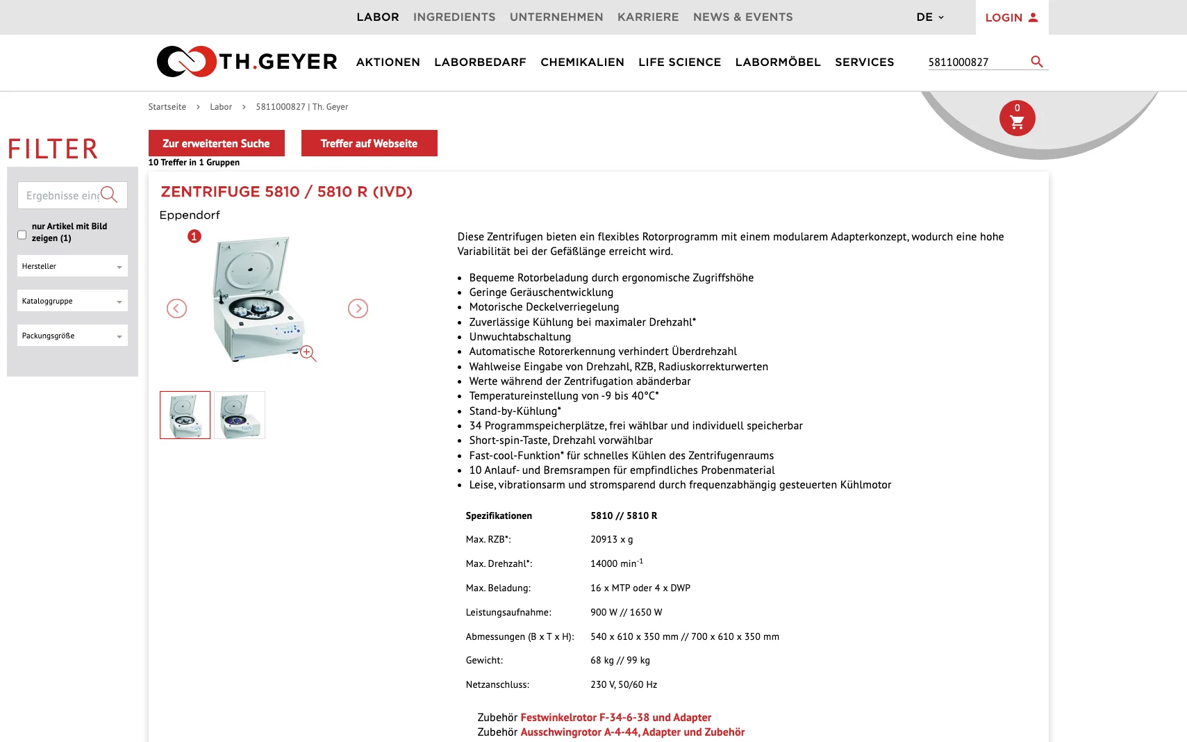 Screenshot-Beleg: Th. Geyer — Kriterium 2.2 Suche per Artikelnr./PZN/REF