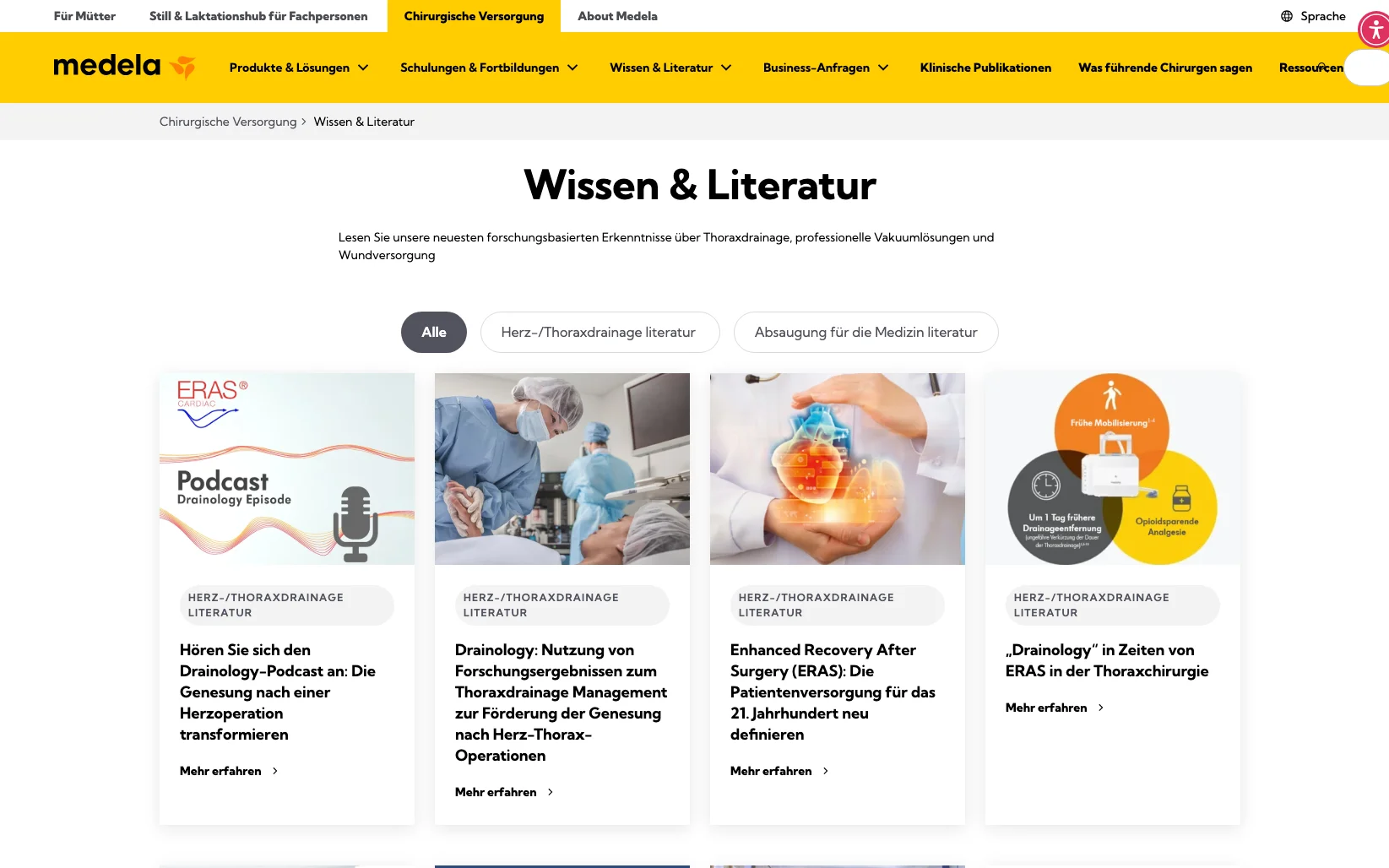 Screenshot-Beleg: Medela — Kriterium 6.7 Content-/Ratgeber-Bereich