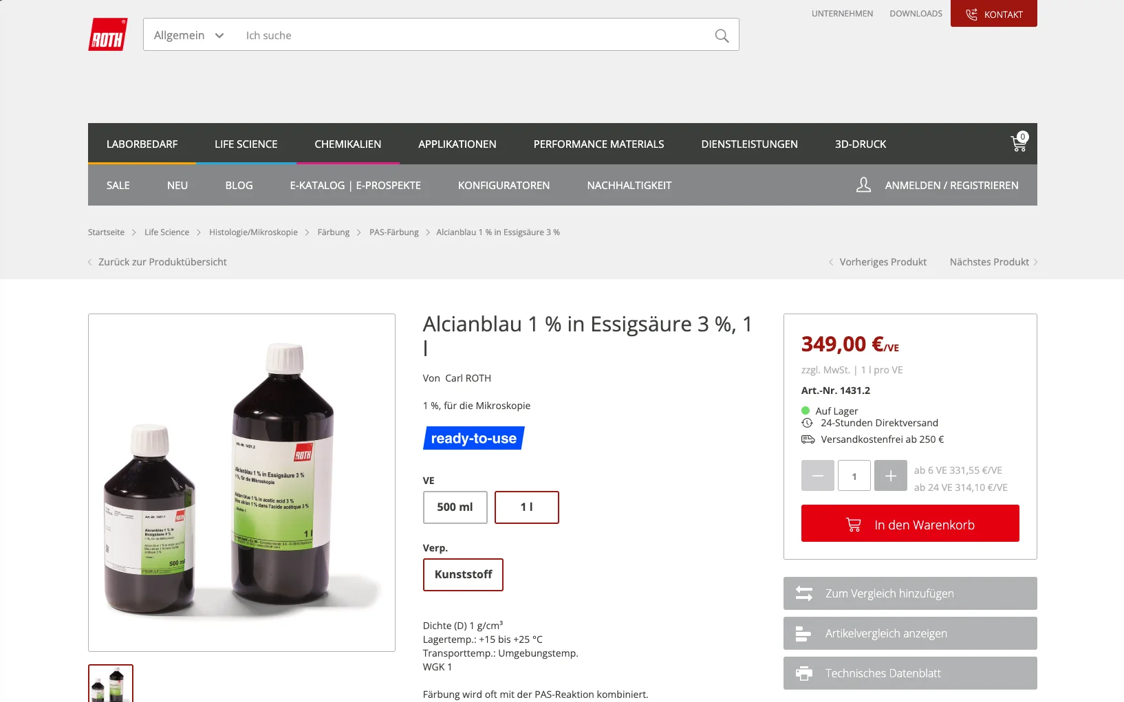 Weiterer Beleg: Carl Roth — Kriterium 1.4