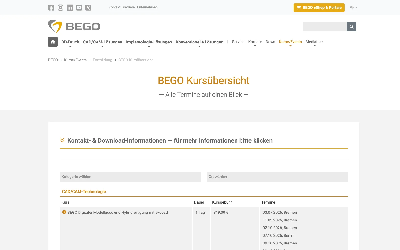 Screenshot-Beleg: BEGO — Kriterium 6.4 Schulungs- / Education-Hub