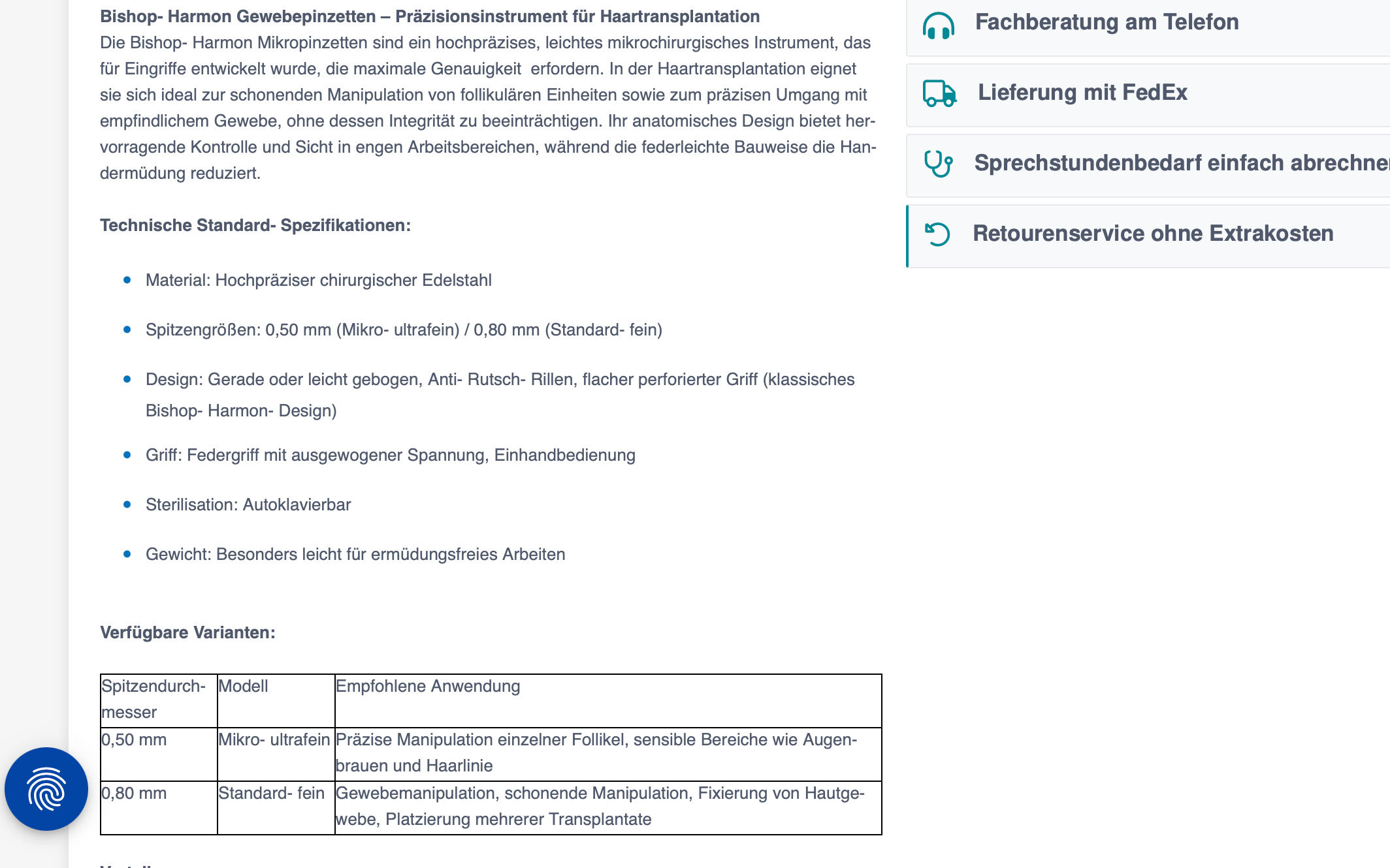 Screenshot-Beleg: Henry Schein Medical — Kriterium 4.3 Strukturierte Produktinformation
