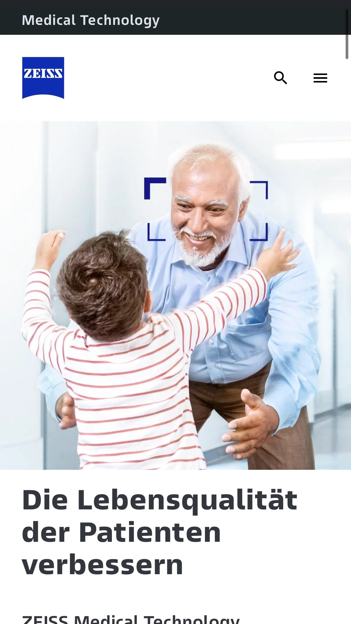 Screenshot-Beleg: Carl Zeiss Meditec — Kriterium 7.5 Mobile Bedienbarkeit