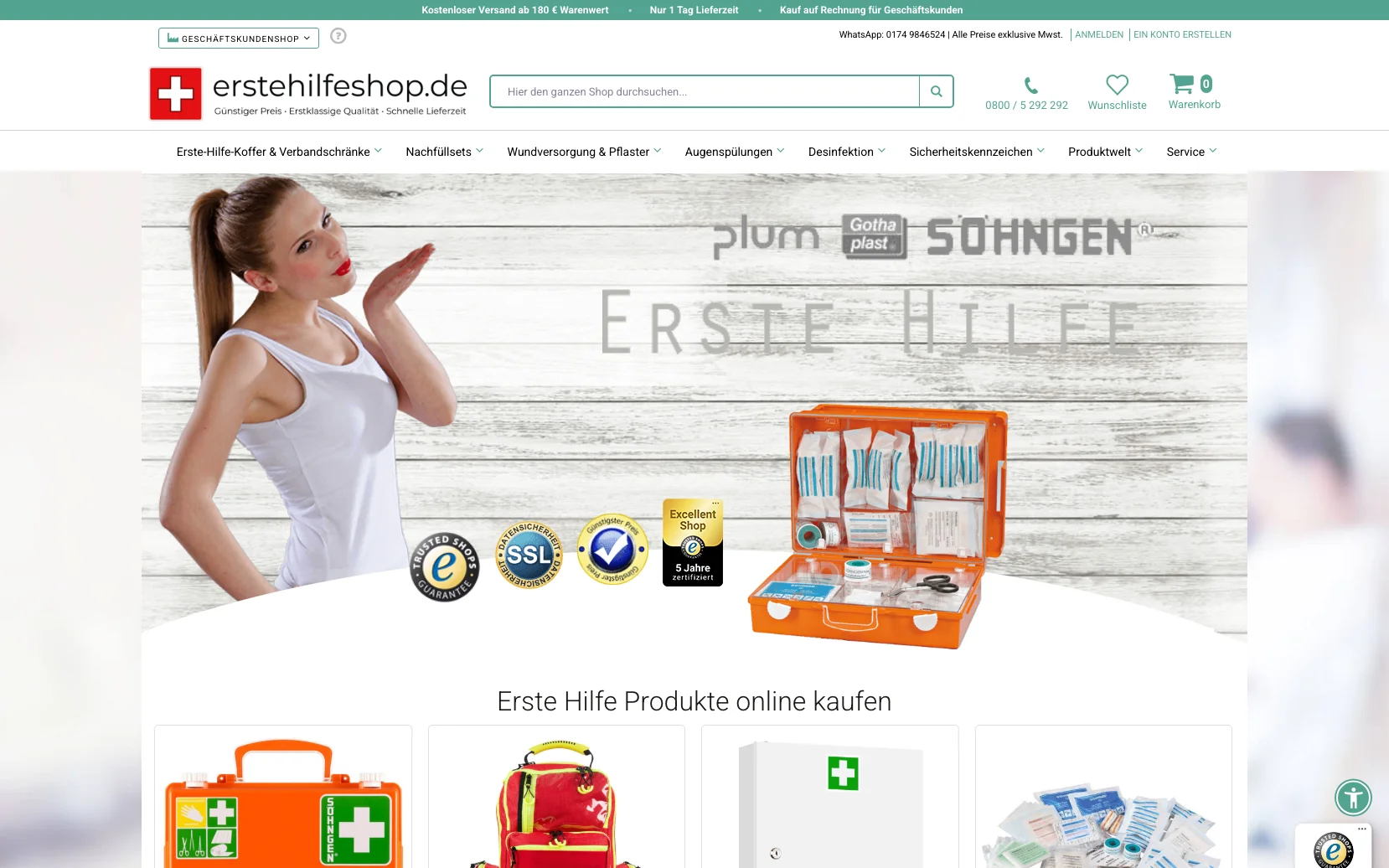Screenshot-Beleg: erstehilfeshop.de — Kriterium 1.4 Design & Gesamteindruck