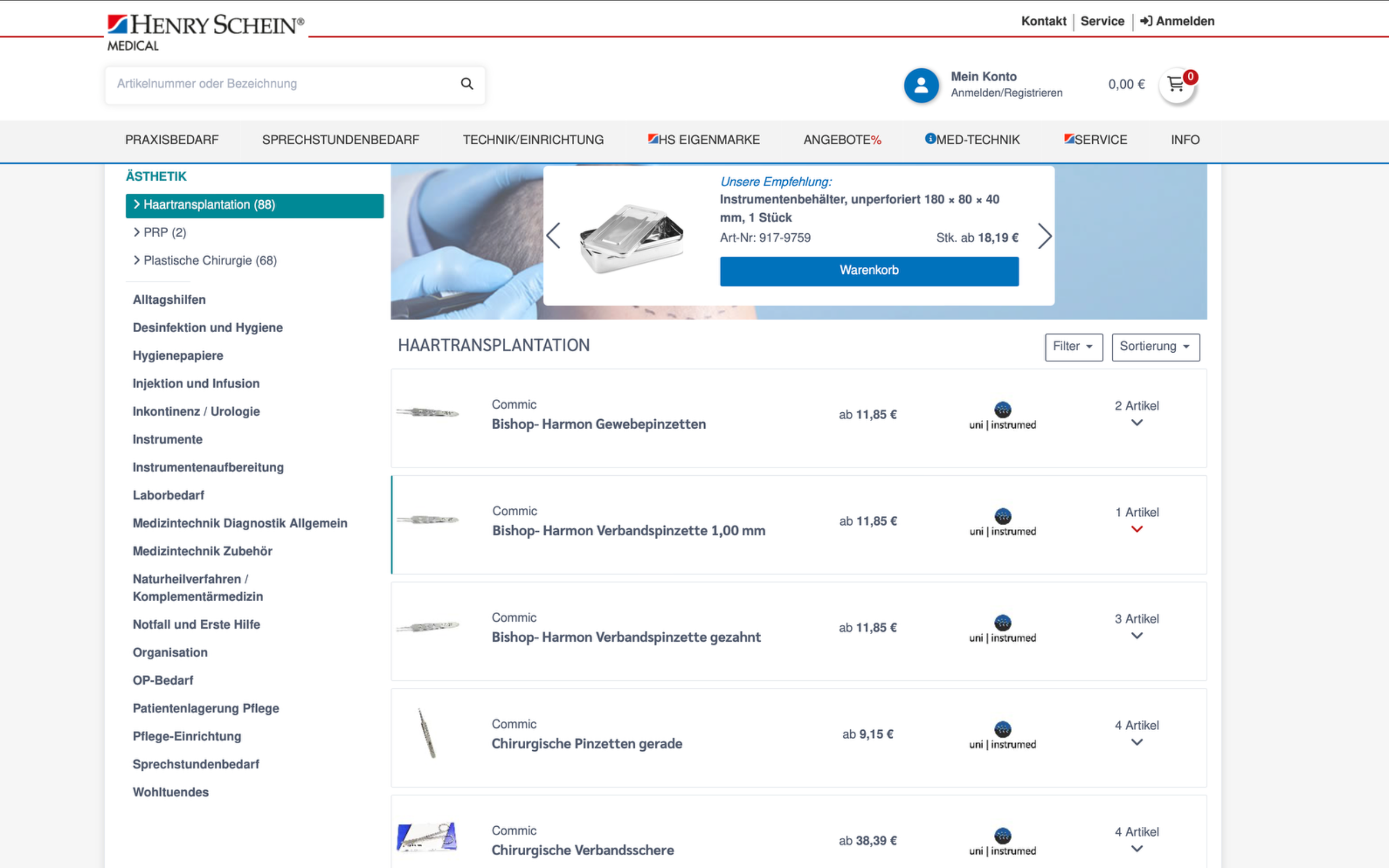 Screenshot-Beleg: Henry Schein Medical — Kriterium 1.2 Grundpreis / €-pro-Einheit