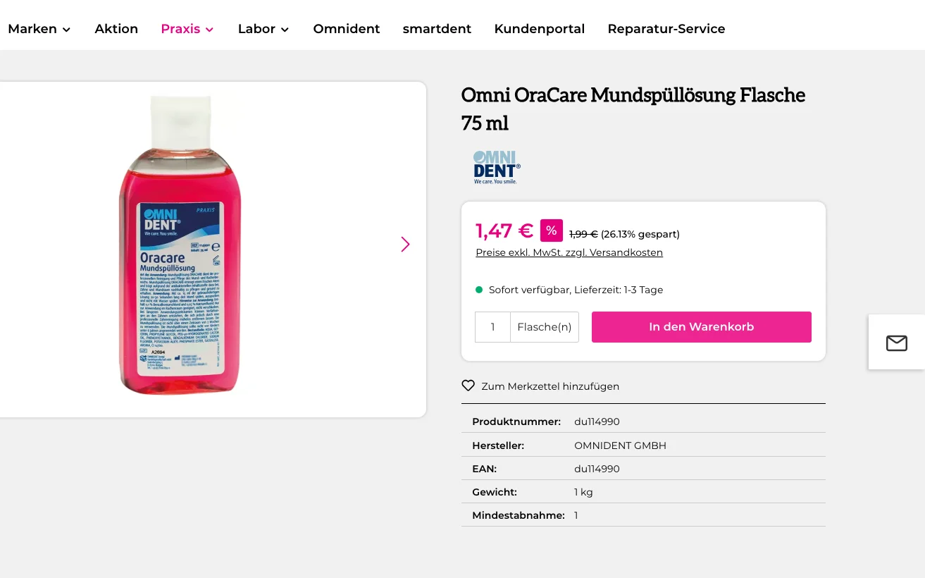 Screenshot-Beleg: Klapperzähnchen — Kriterium 6.1 Kontaktmöglichkeiten präsent