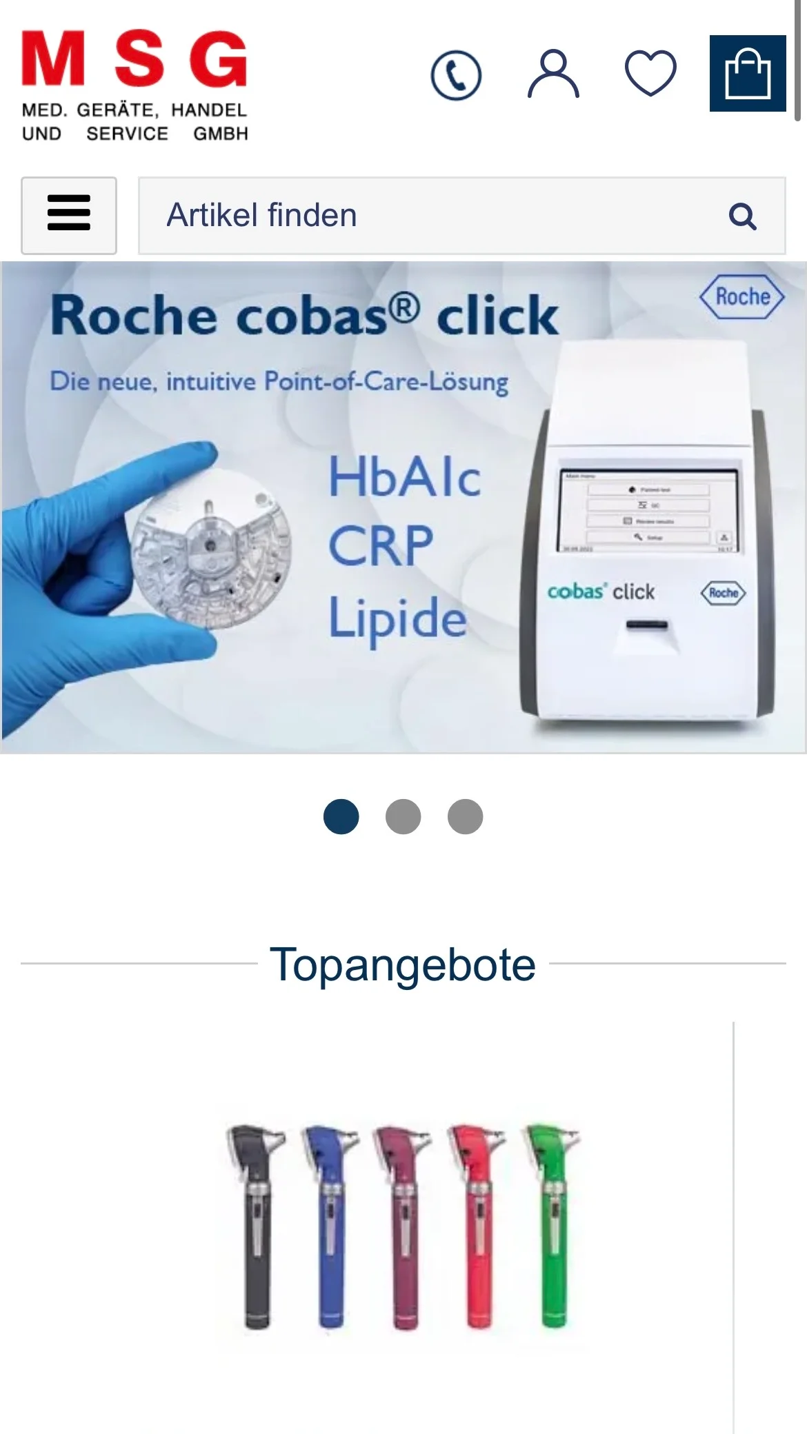 Screenshot-Beleg: MSG-Praxisbedarf — Kriterium 7.5 Mobile Bedienbarkeit