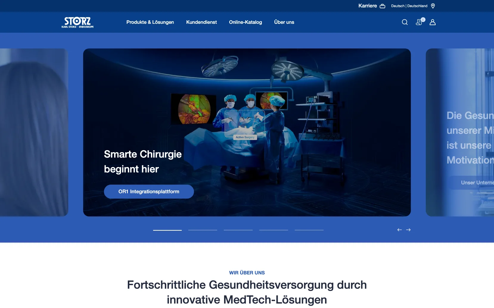 Screenshot-Beleg: Karl Storz — Kriterium 1.4 Design & Gesamteindruck