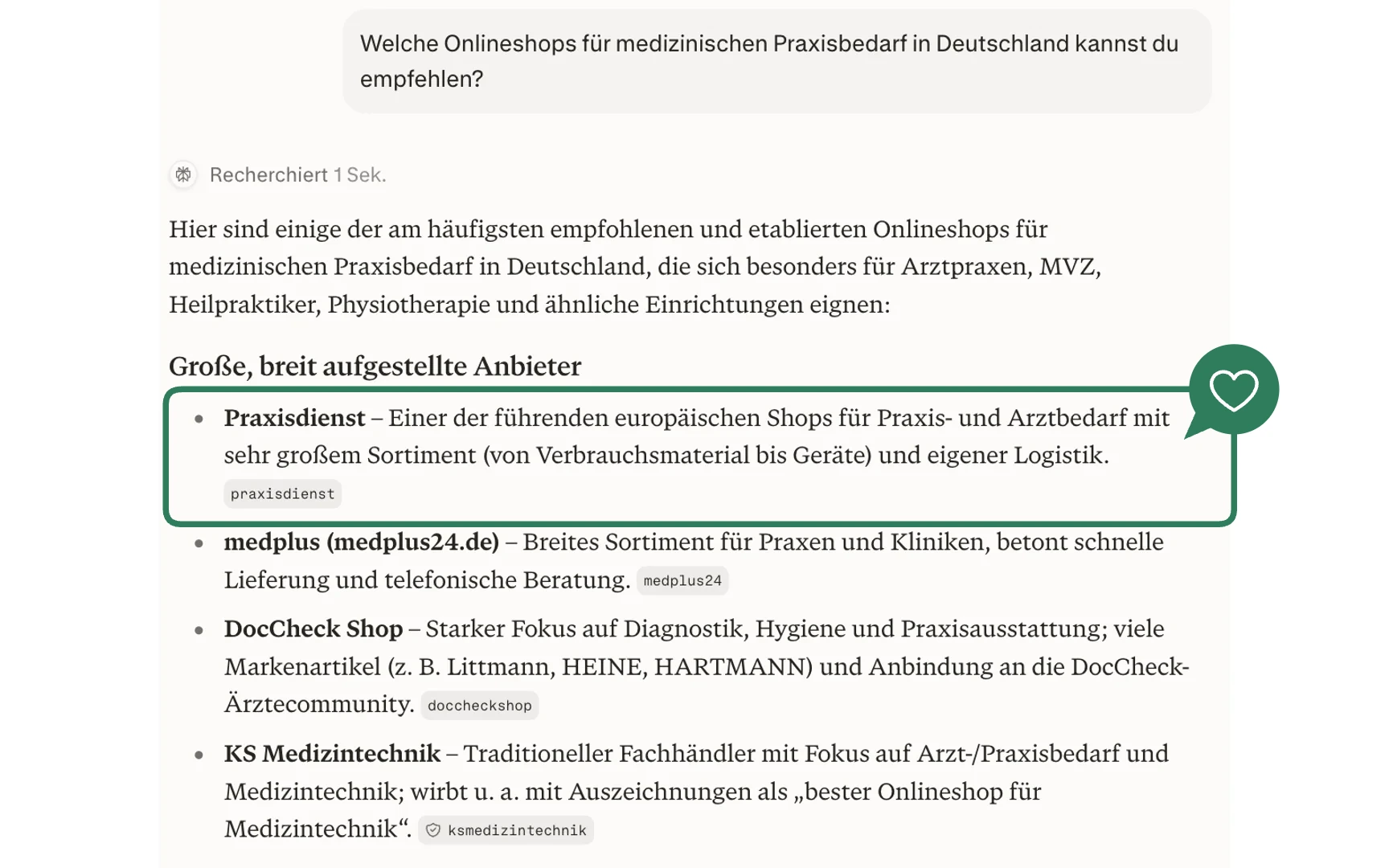 Beleg: Praxisdienst — AI Visibility Score
