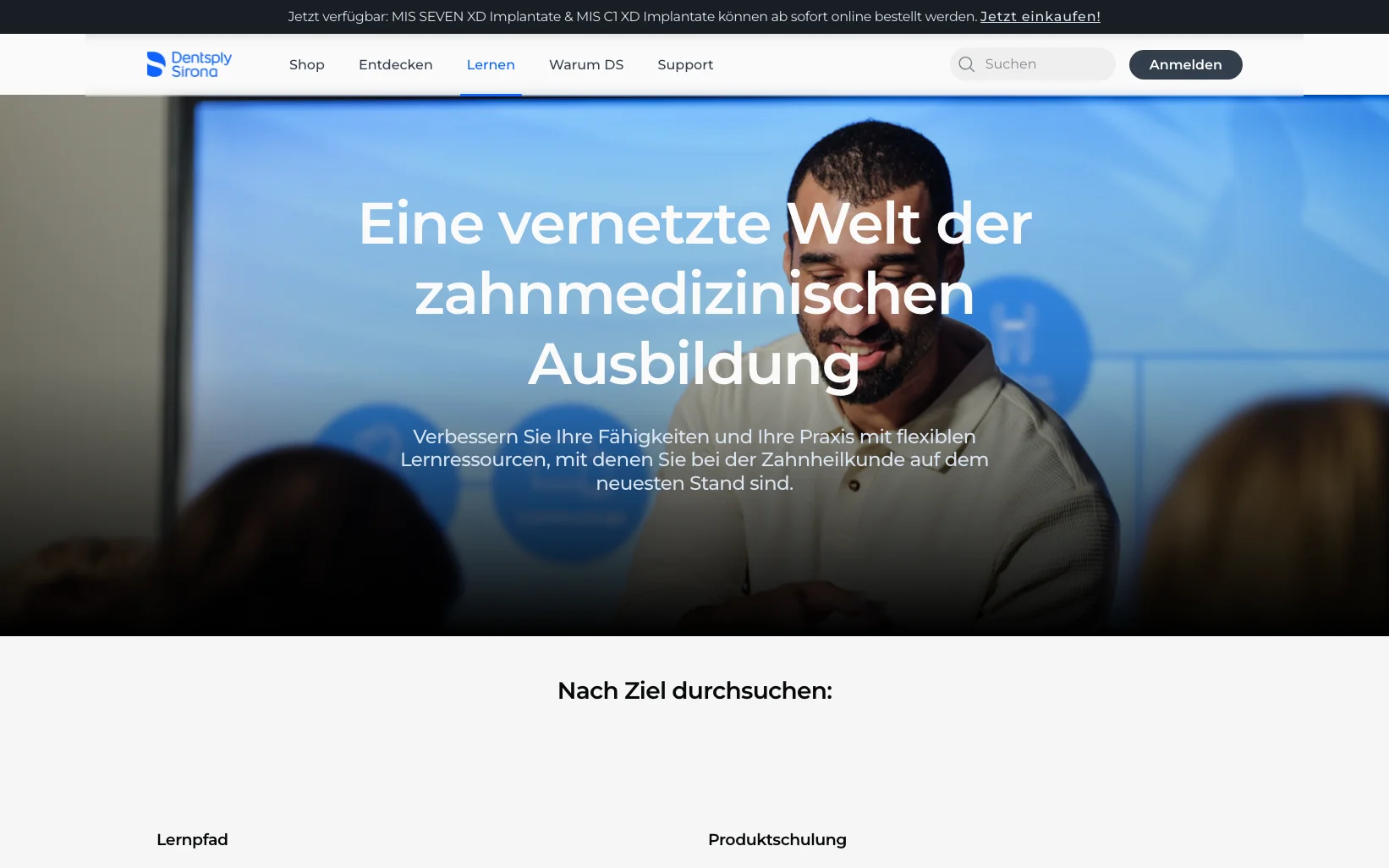 Screenshot-Beleg: Dentsply Sirona — Kriterium 6.4 Schulungs- / Education-Hub