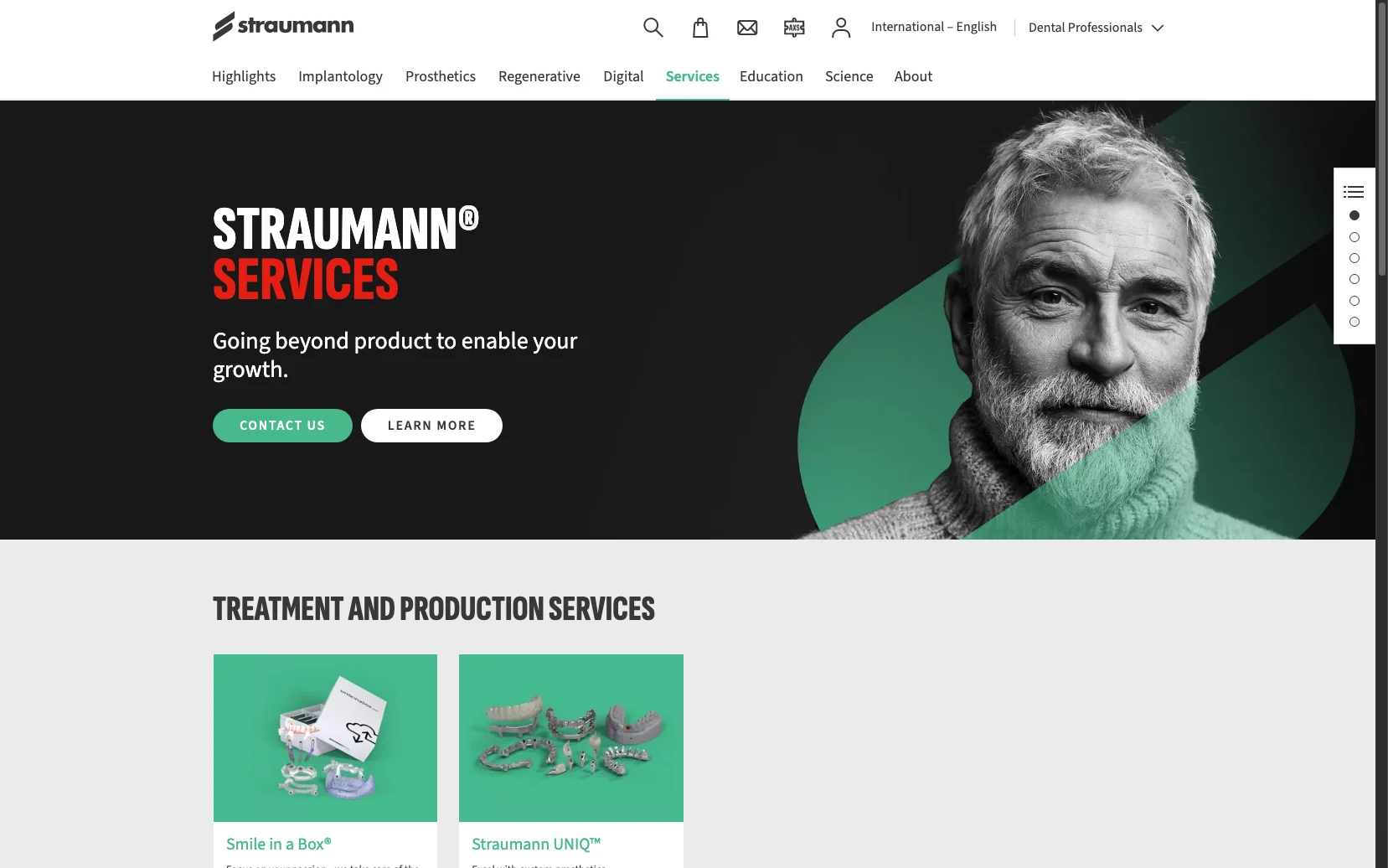 Screenshot-Beleg: Straumann Group — Kriterium 6.5 Service- / Wartungs-Bereich
